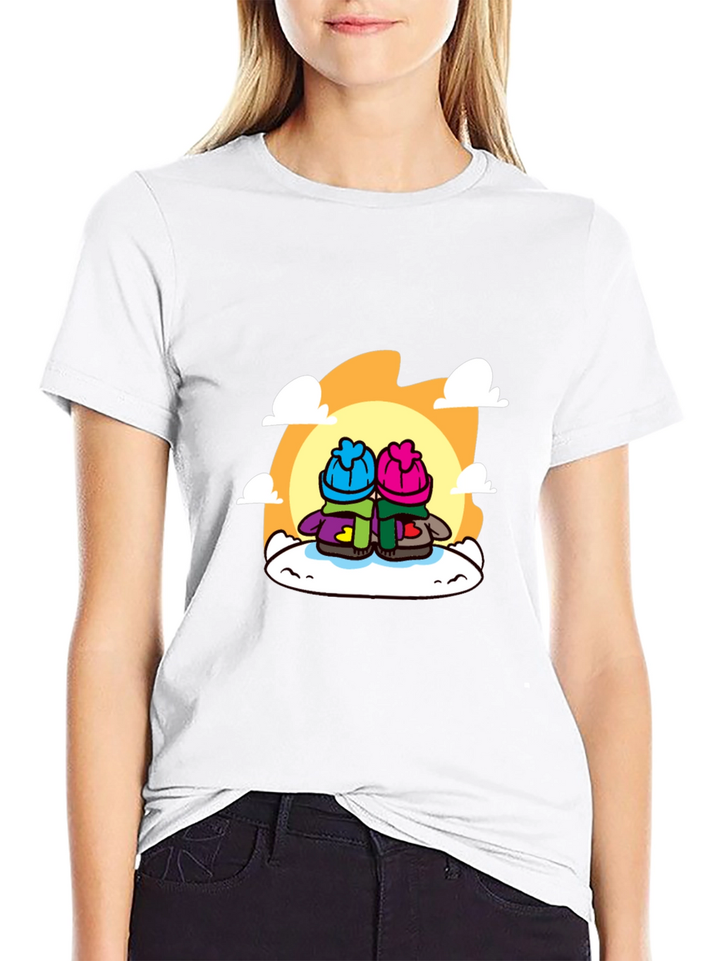Cozy Cartoon Couple T-Shirt