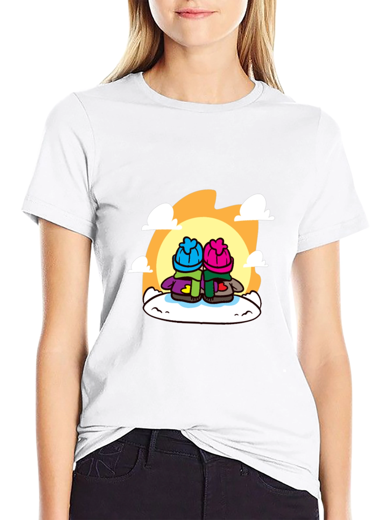 Cozy Cartoon Couple T-Shirt