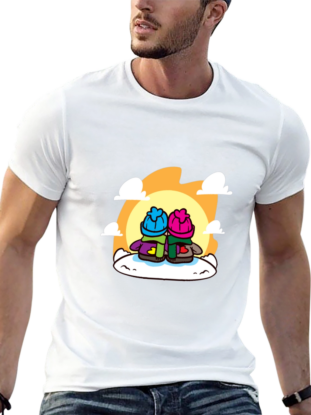 Cozy Cartoon Couple T-Shirt