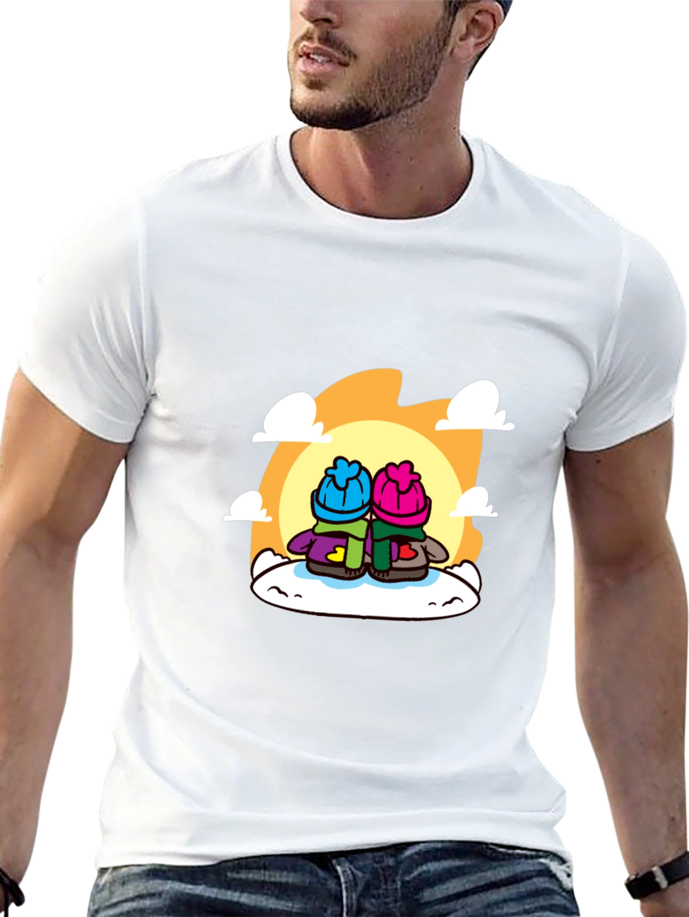 Cozy Cartoon Couple T-Shirt