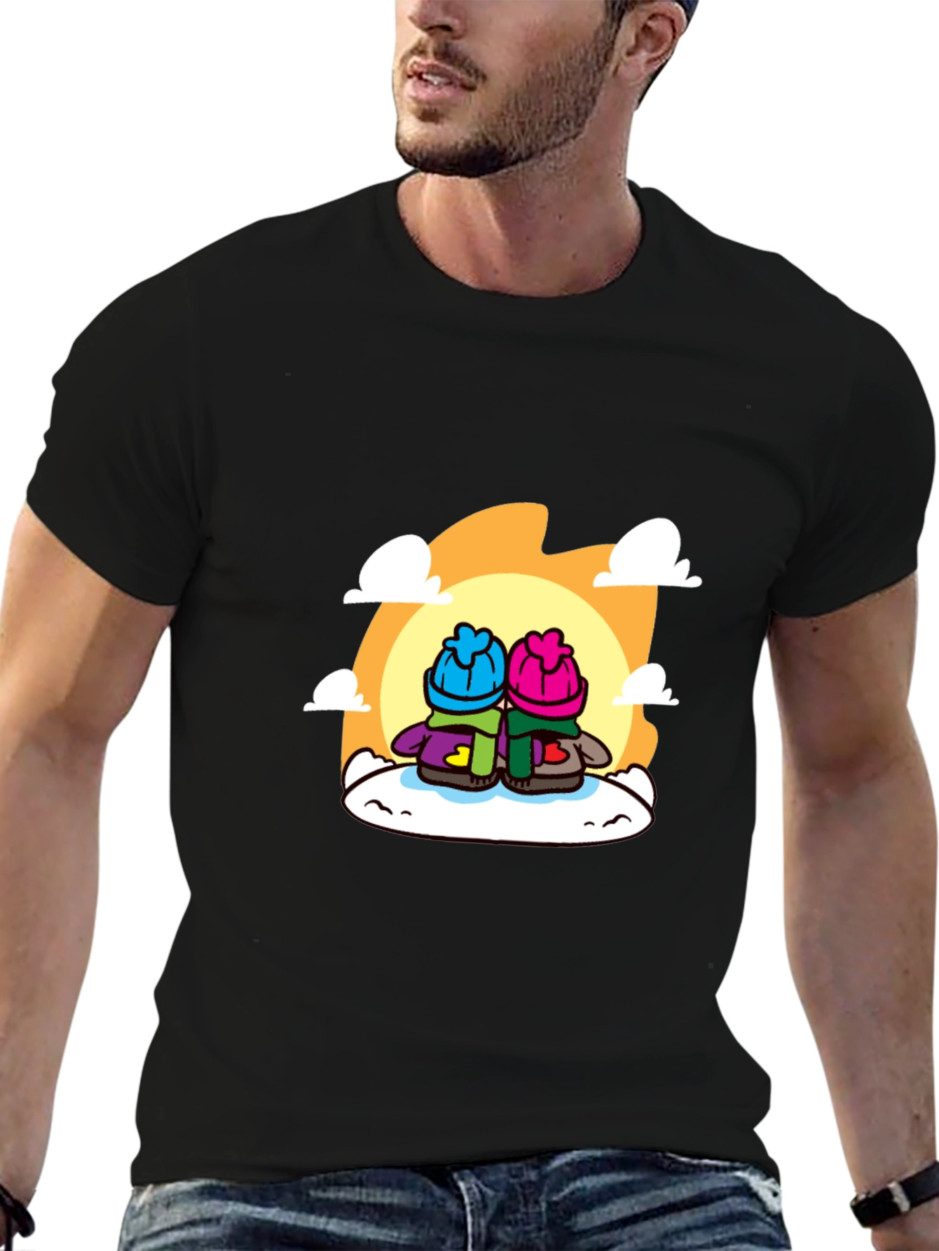 Cozy Cartoon Couple T-Shirt