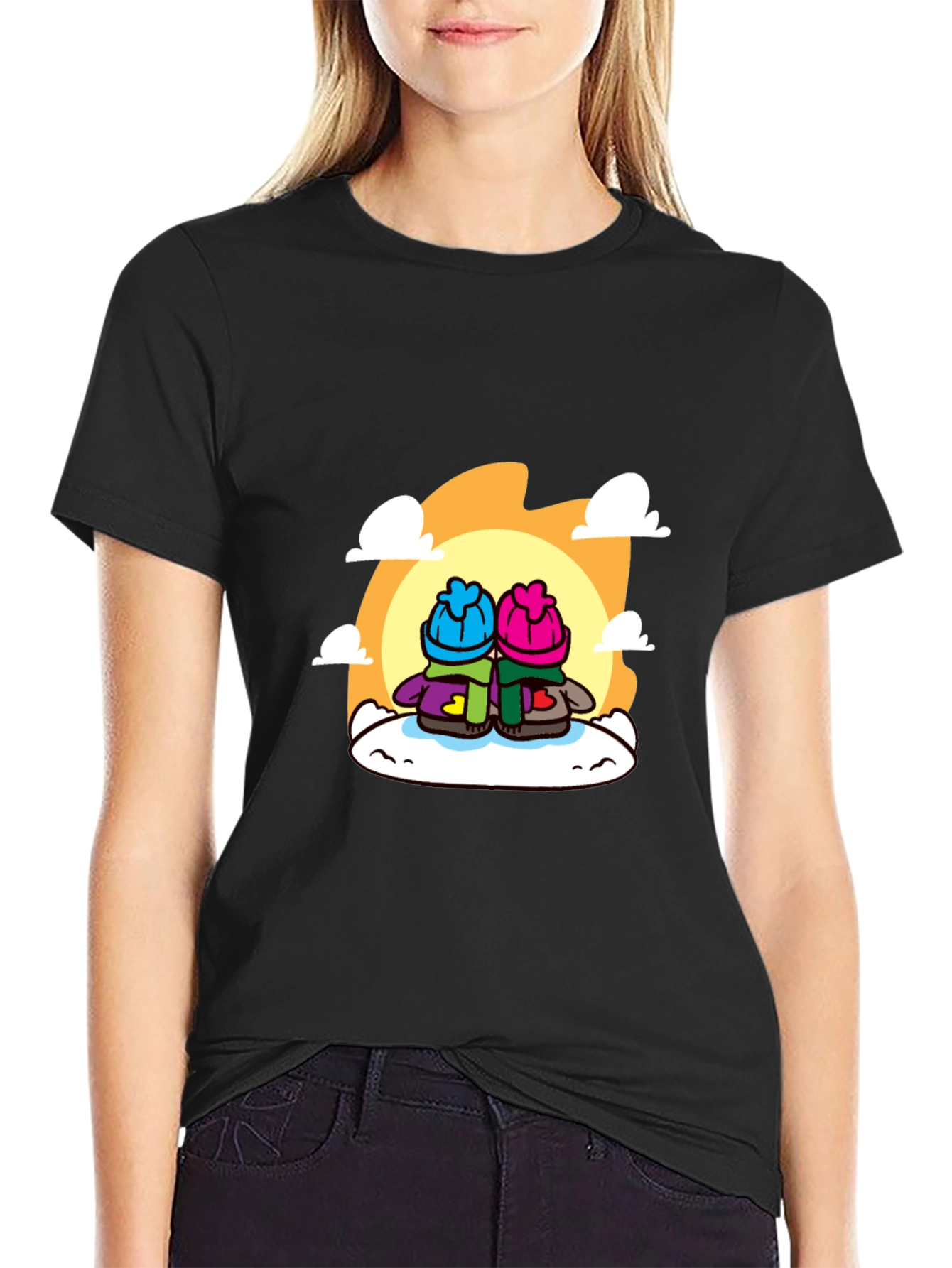 Cozy Cartoon Couple T-Shirt