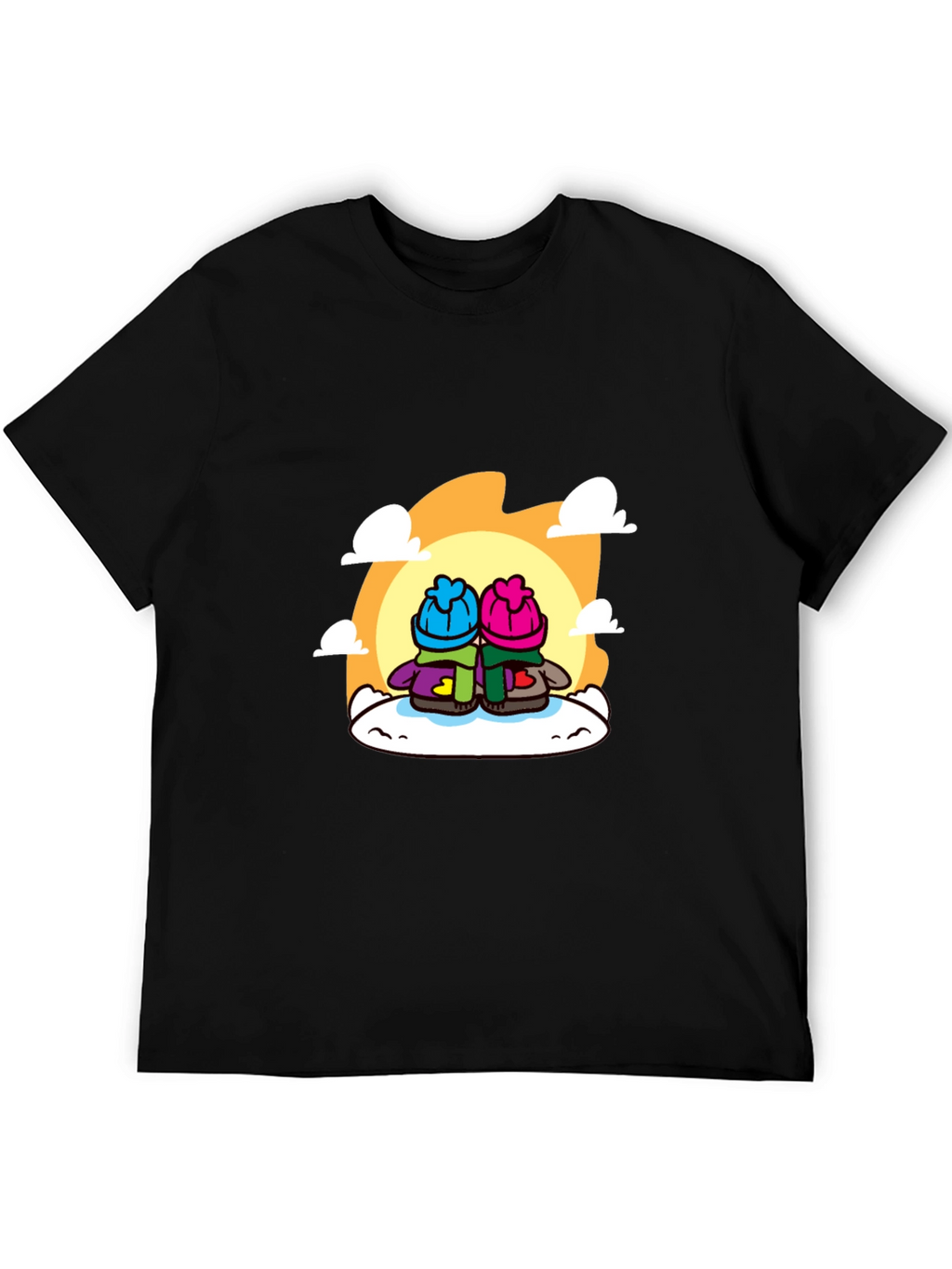 Cozy Cartoon Couple T-Shirt