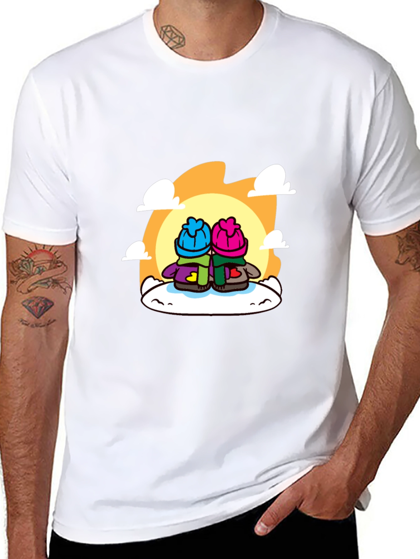 Cozy Cartoon Couple T-Shirt