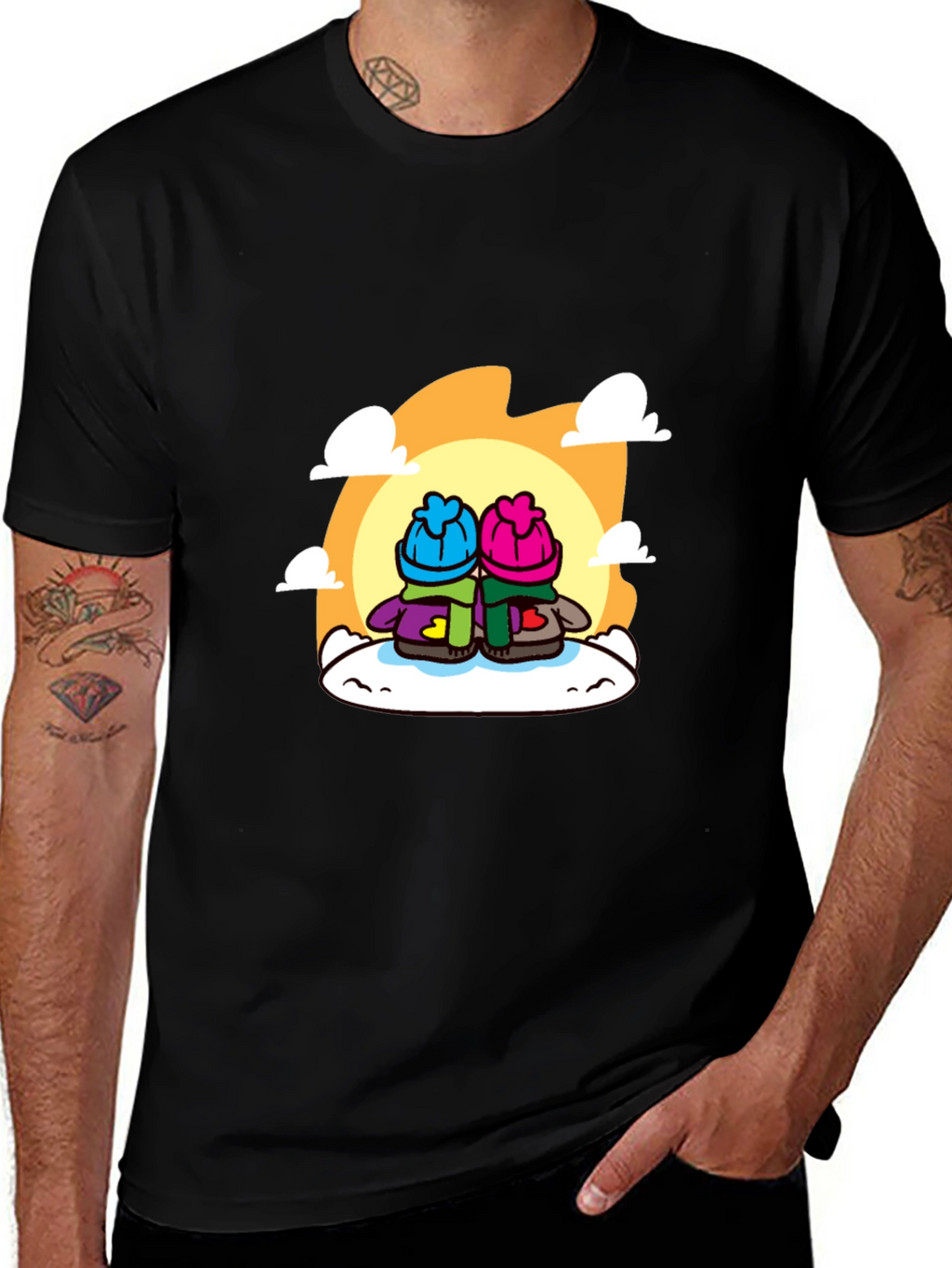 Cozy Cartoon Couple T-Shirt