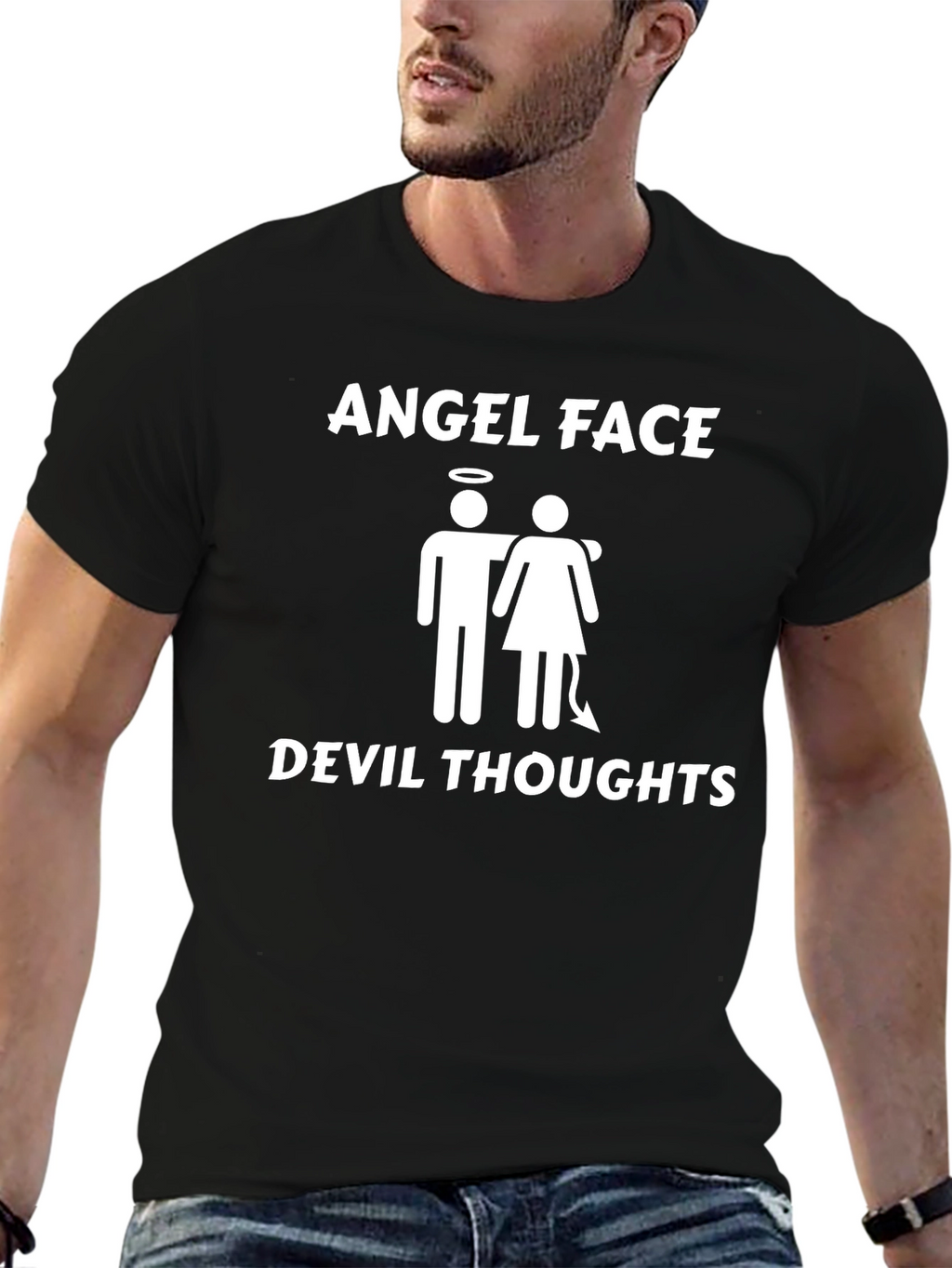 Angel Face Devil Thoughts Graphic T-Shirt