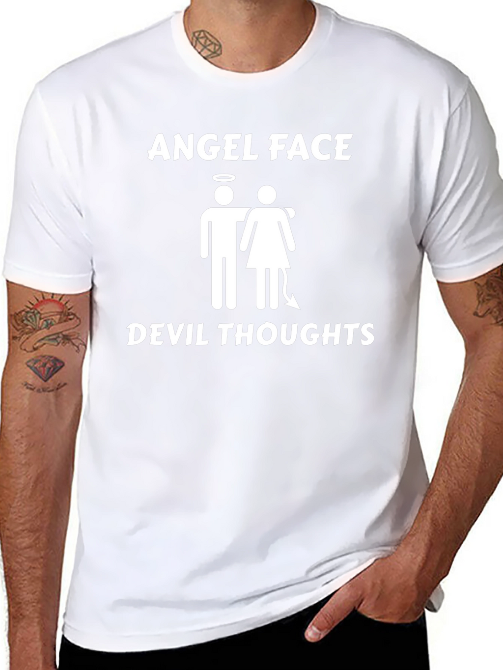 Angel Face Devil Thoughts Graphic T-Shirt