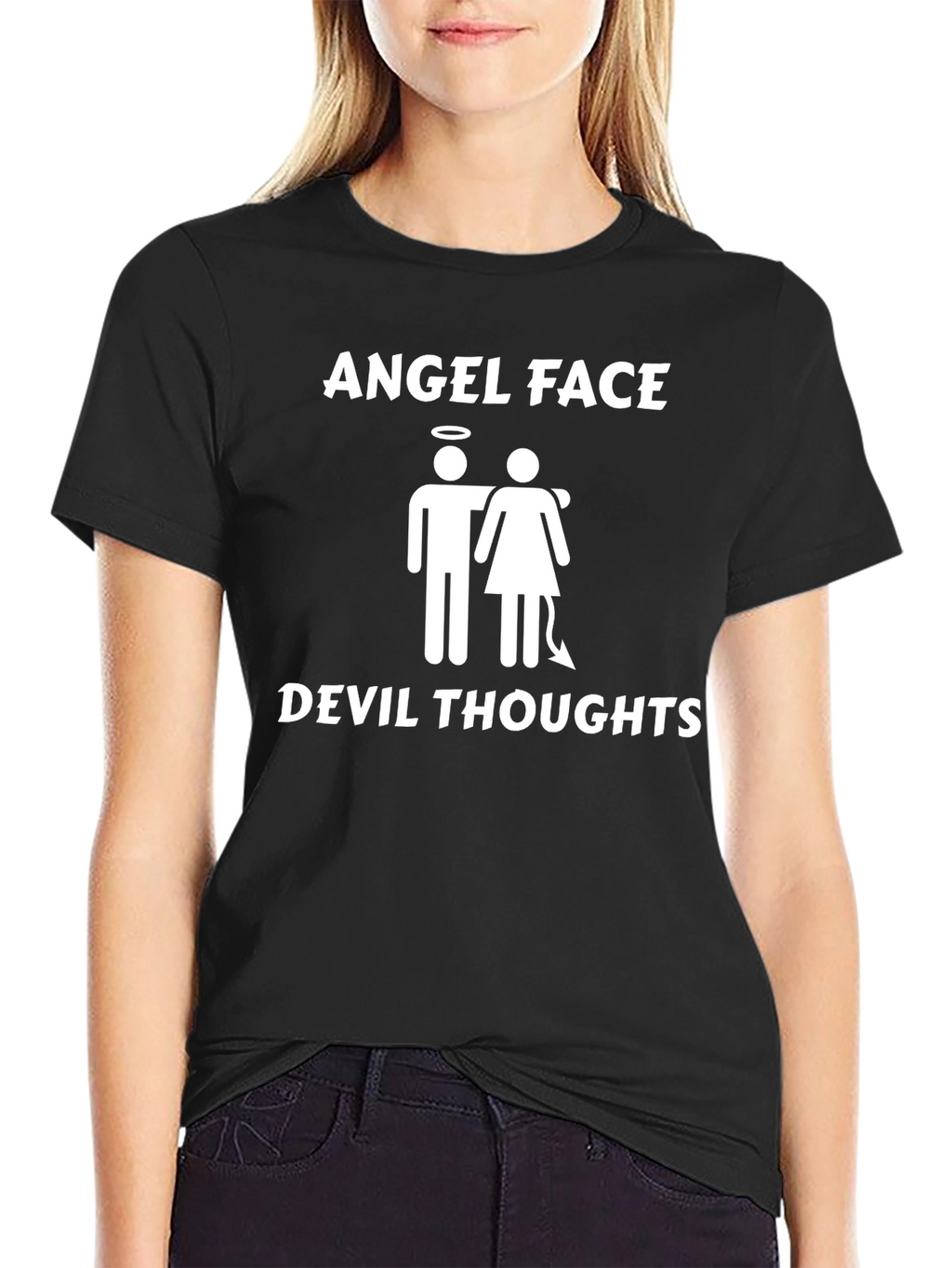 Angel Face Devil Thoughts Graphic T-Shirt