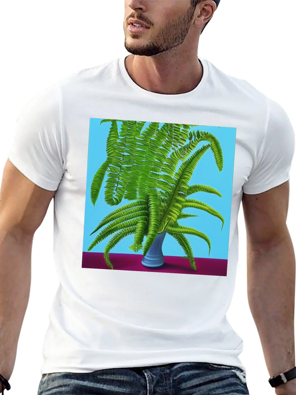 Fern Vase Graphic Tee - Botanical Black T-Shirt