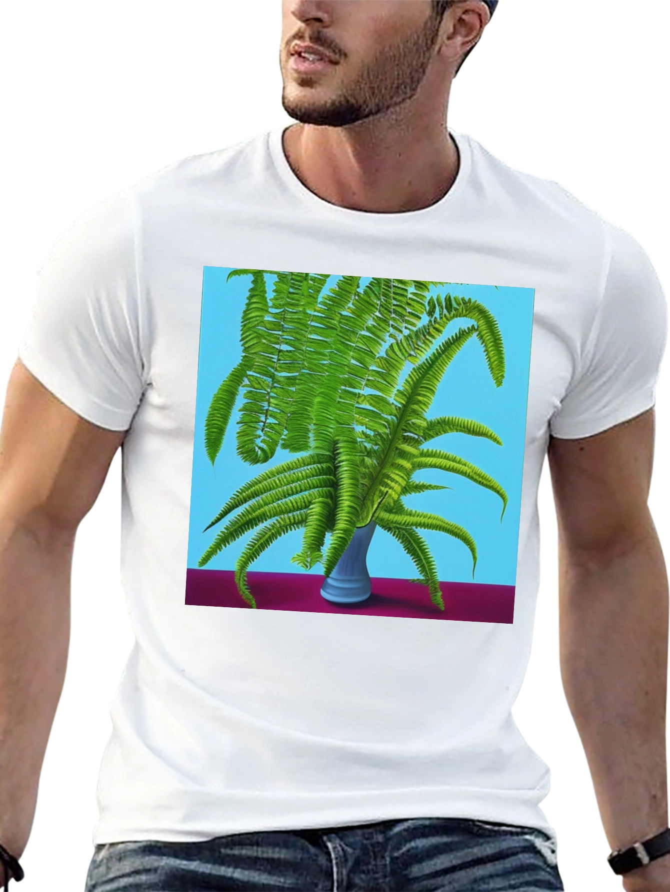 Fern Vase Graphic Tee - Botanical Black T-Shirt