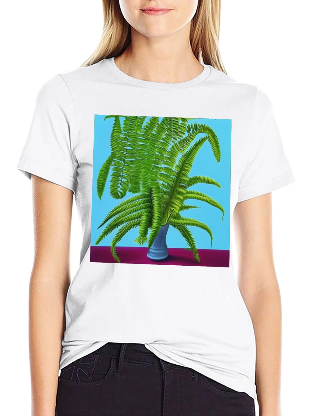 Fern Vase Graphic Tee - Botanical Black T-Shirt