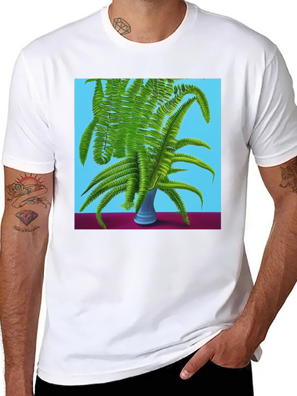 Fern Vase Graphic Tee - Botanical Black T-Shirt