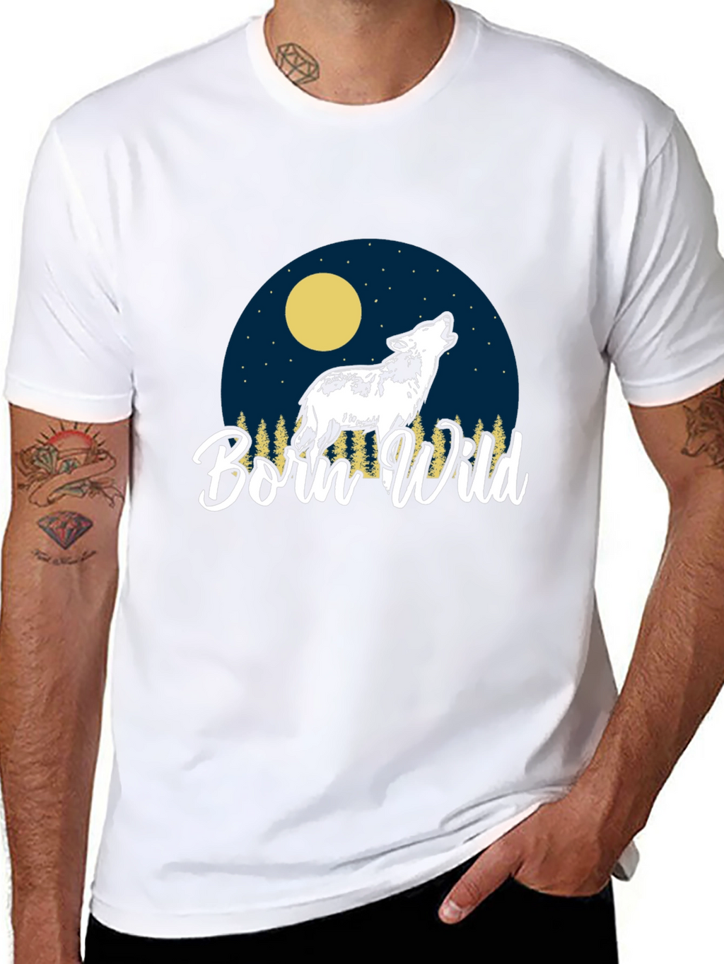Born Wild Wolf Graphic T-Shirt - Black