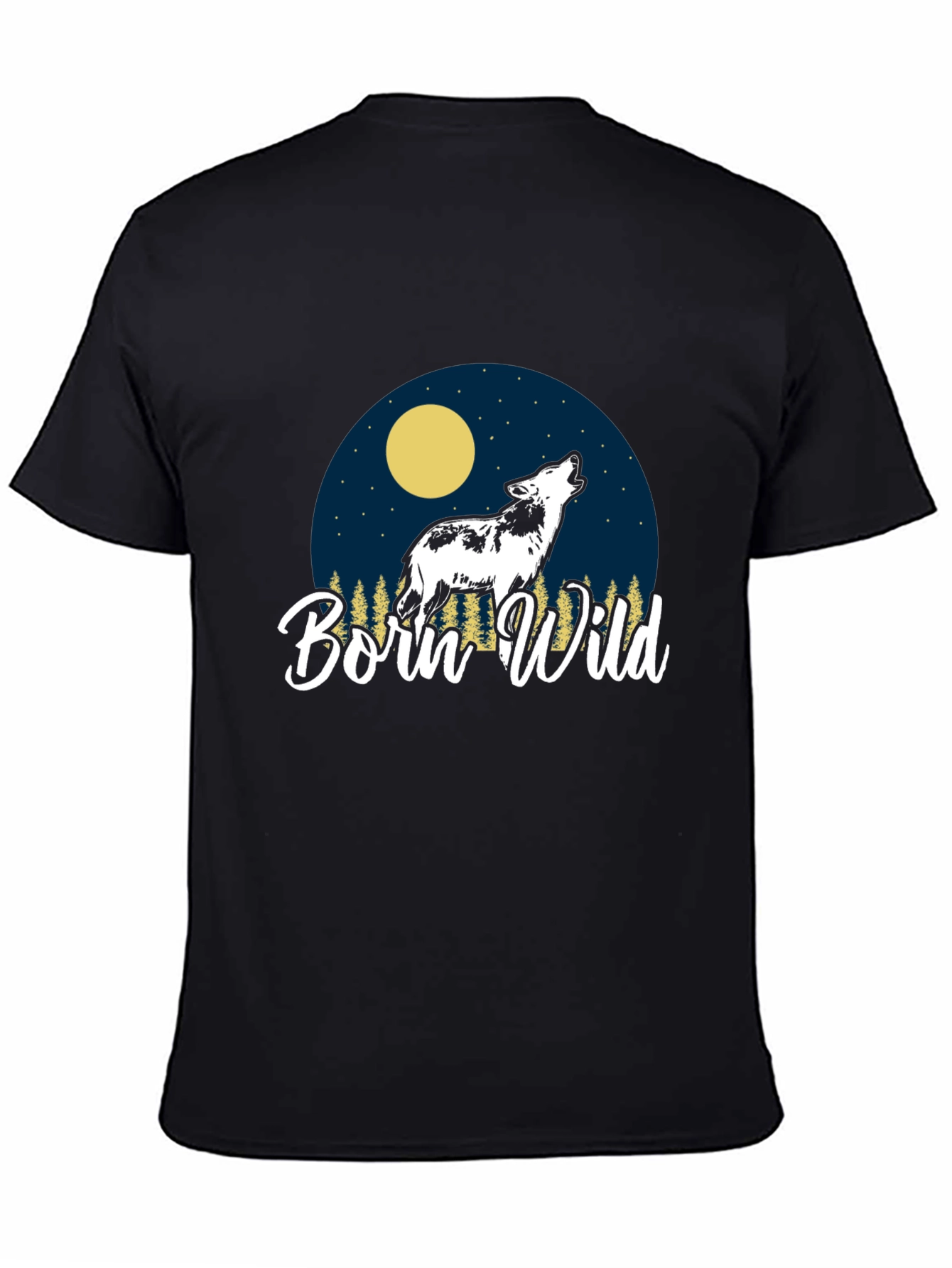 Born Wild Wolf Graphic T-Shirt - Black