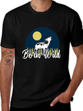 Born Wild Wolf Graphic T-Shirt - Black