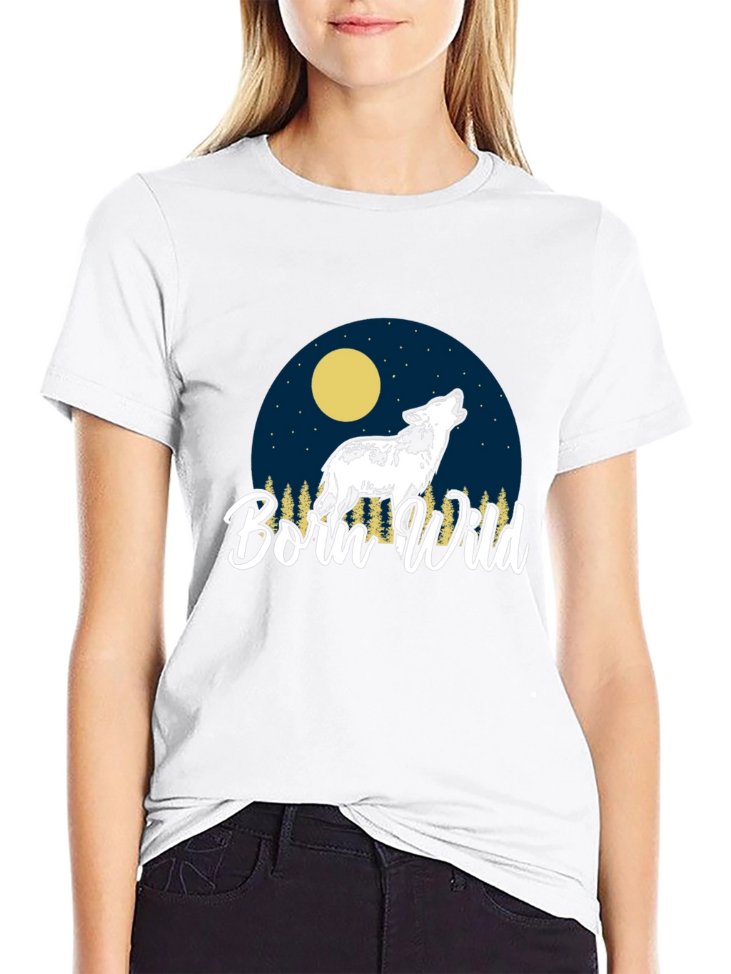 Born Wild Wolf Graphic T-Shirt - Black