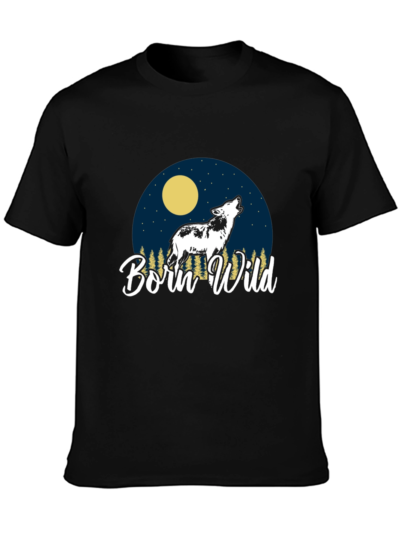 Born Wild Wolf Graphic T-Shirt - Black