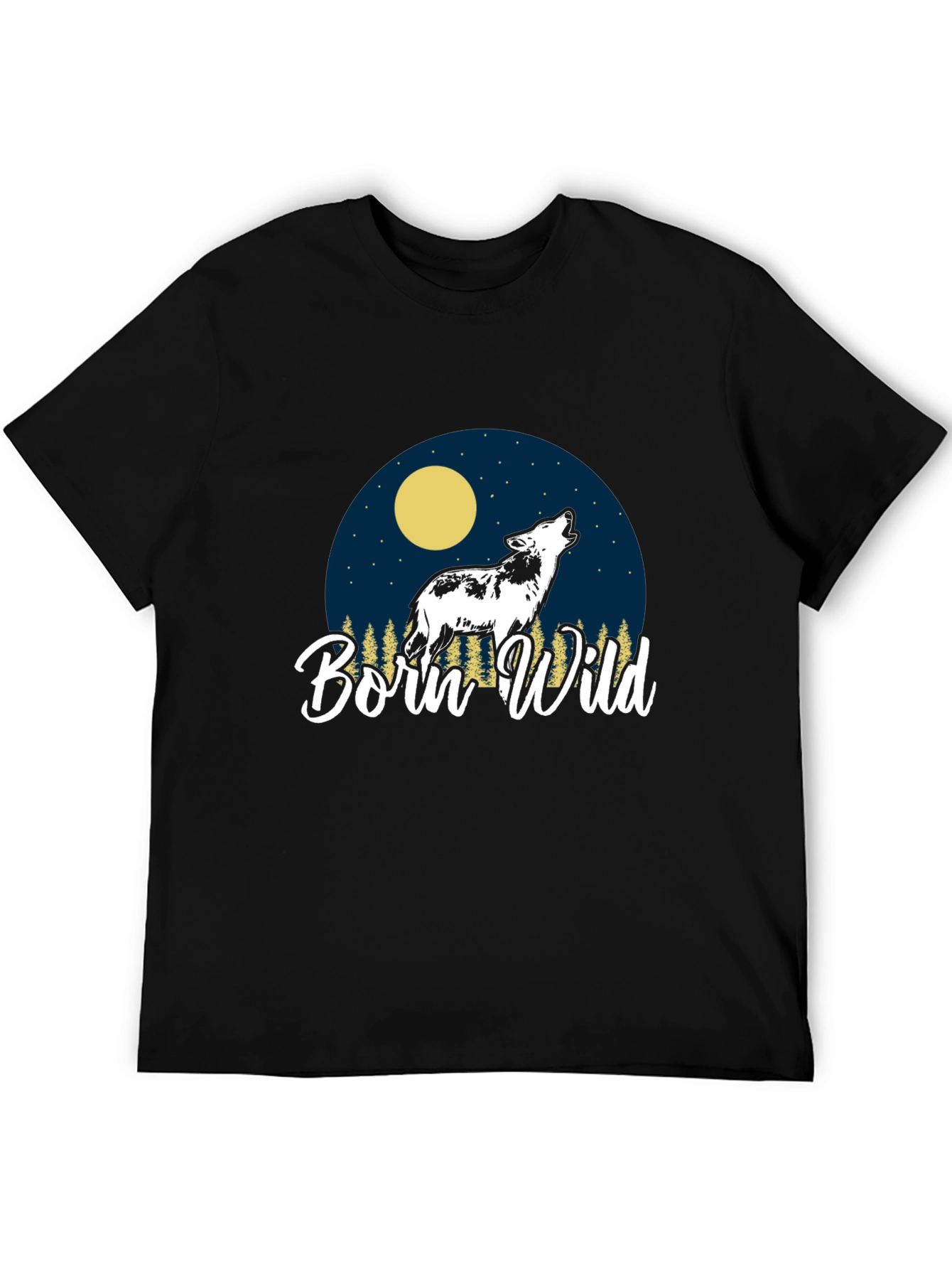 Born Wild Wolf Graphic T-Shirt - Black