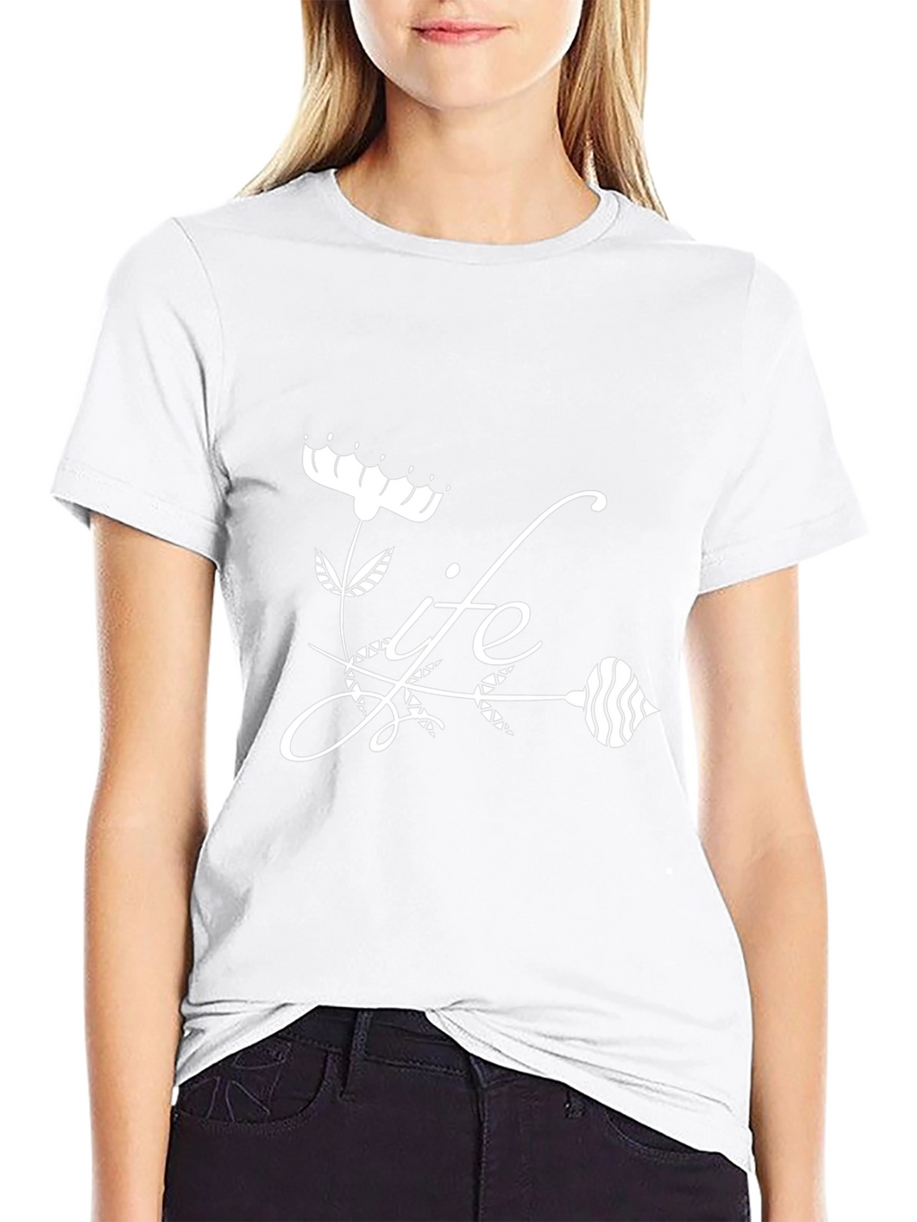 Life Floral Graphic Black T-Shirt
