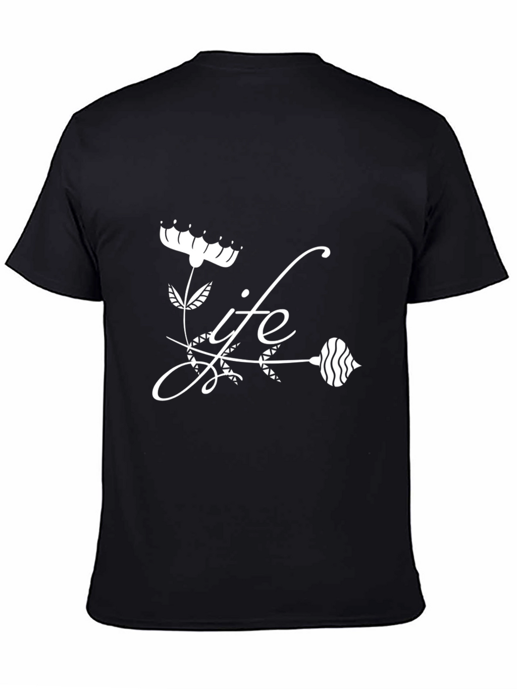 Life Floral Graphic Black T-Shirt