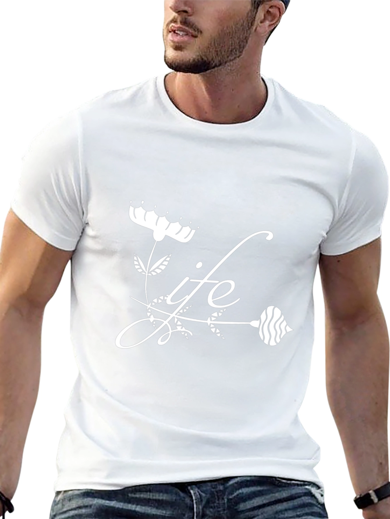 Life Floral Graphic Black T-Shirt