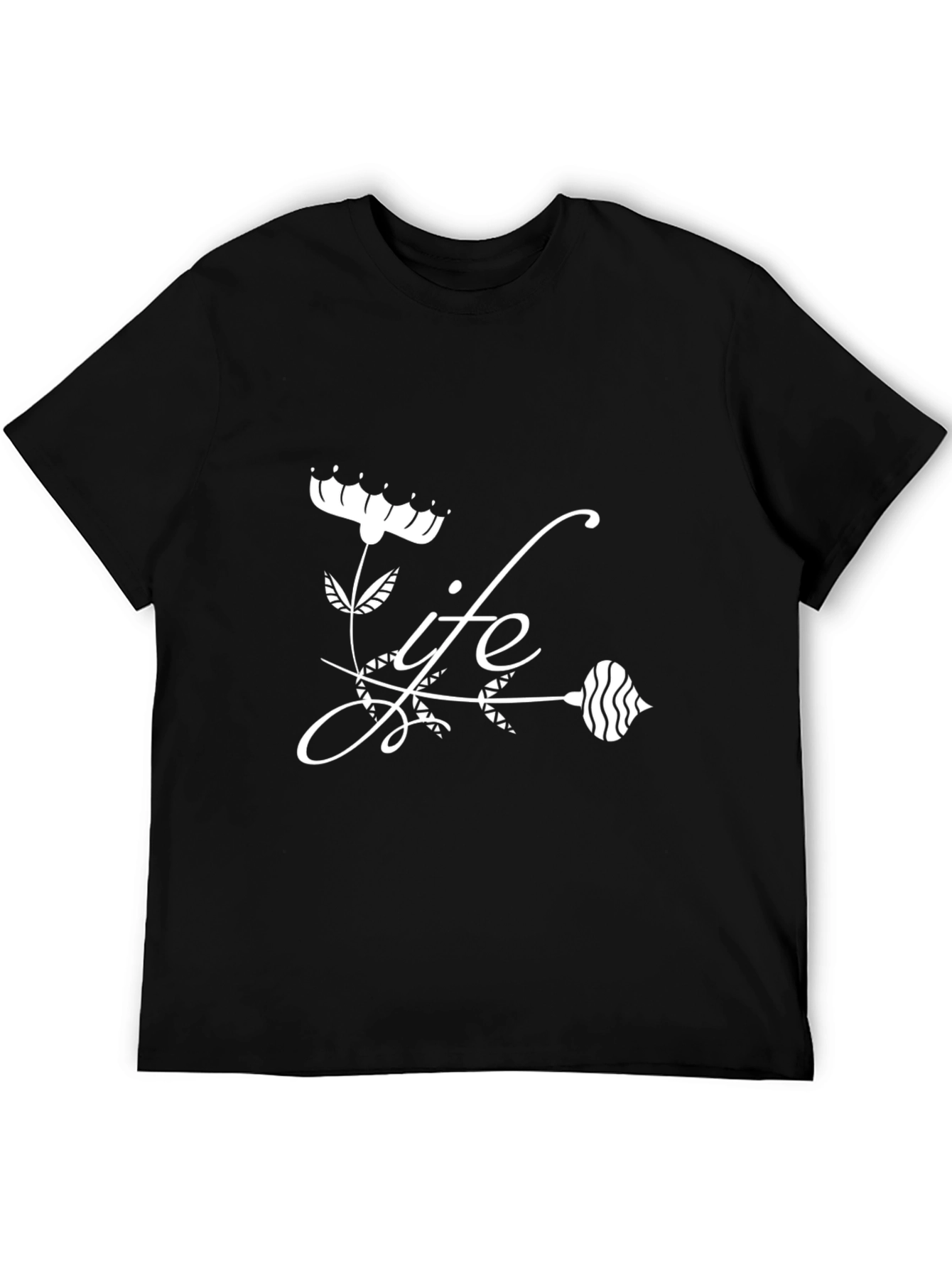 Life Floral Graphic Black T-Shirt