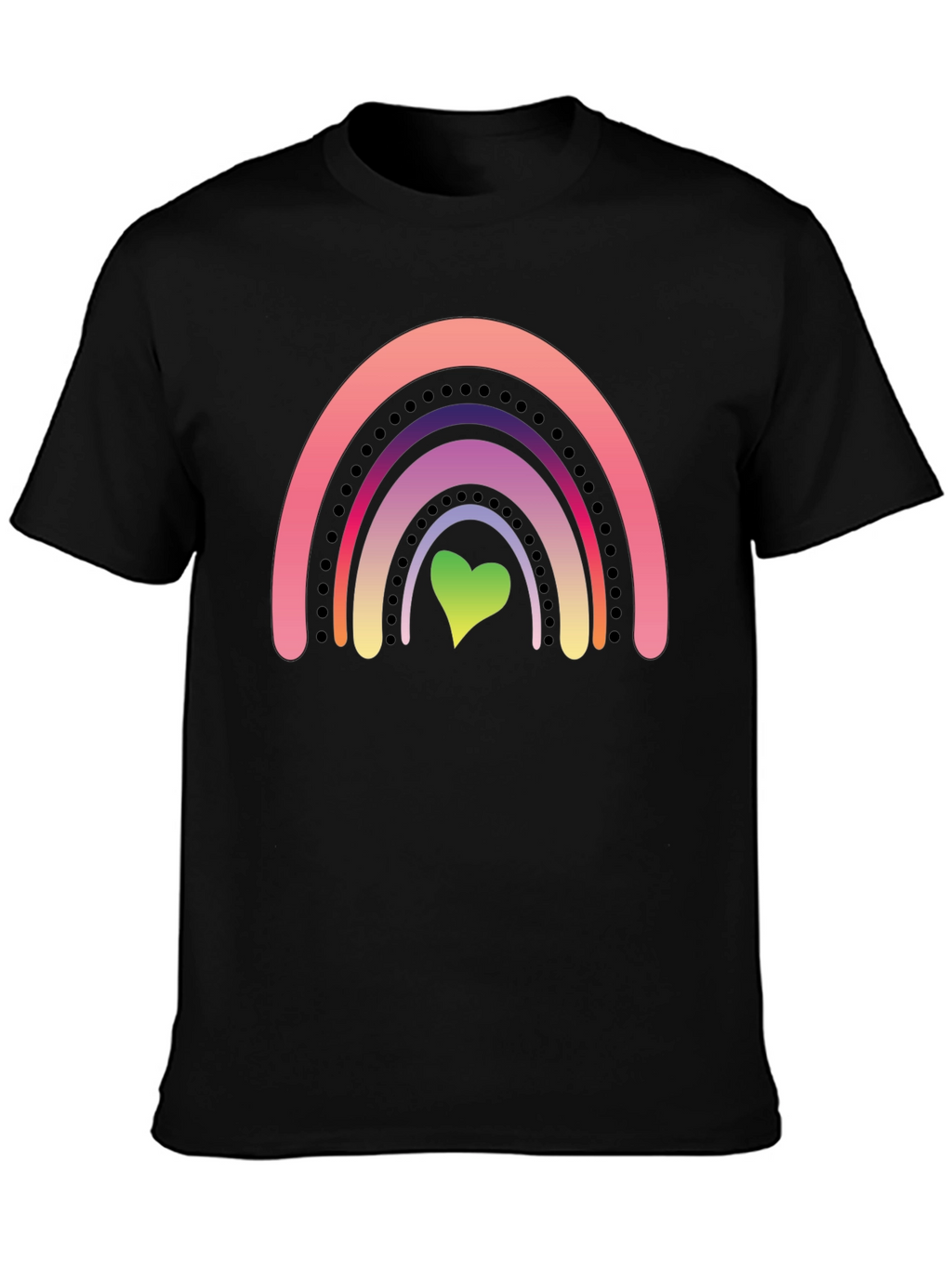 Rainbow Heart Graphic Tee - Black Casual Shirt