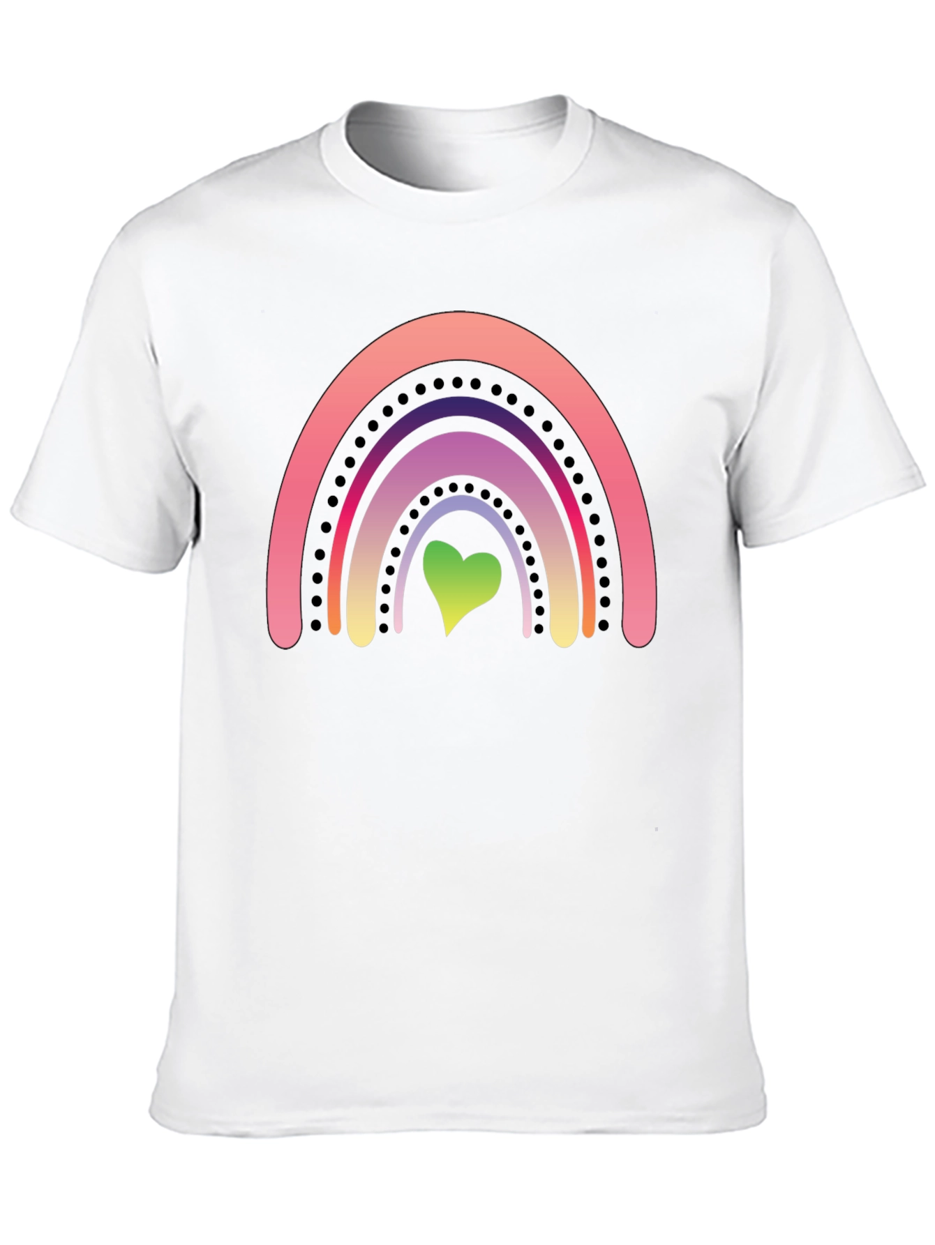 Rainbow Heart Graphic Tee - Black Casual Shirt
