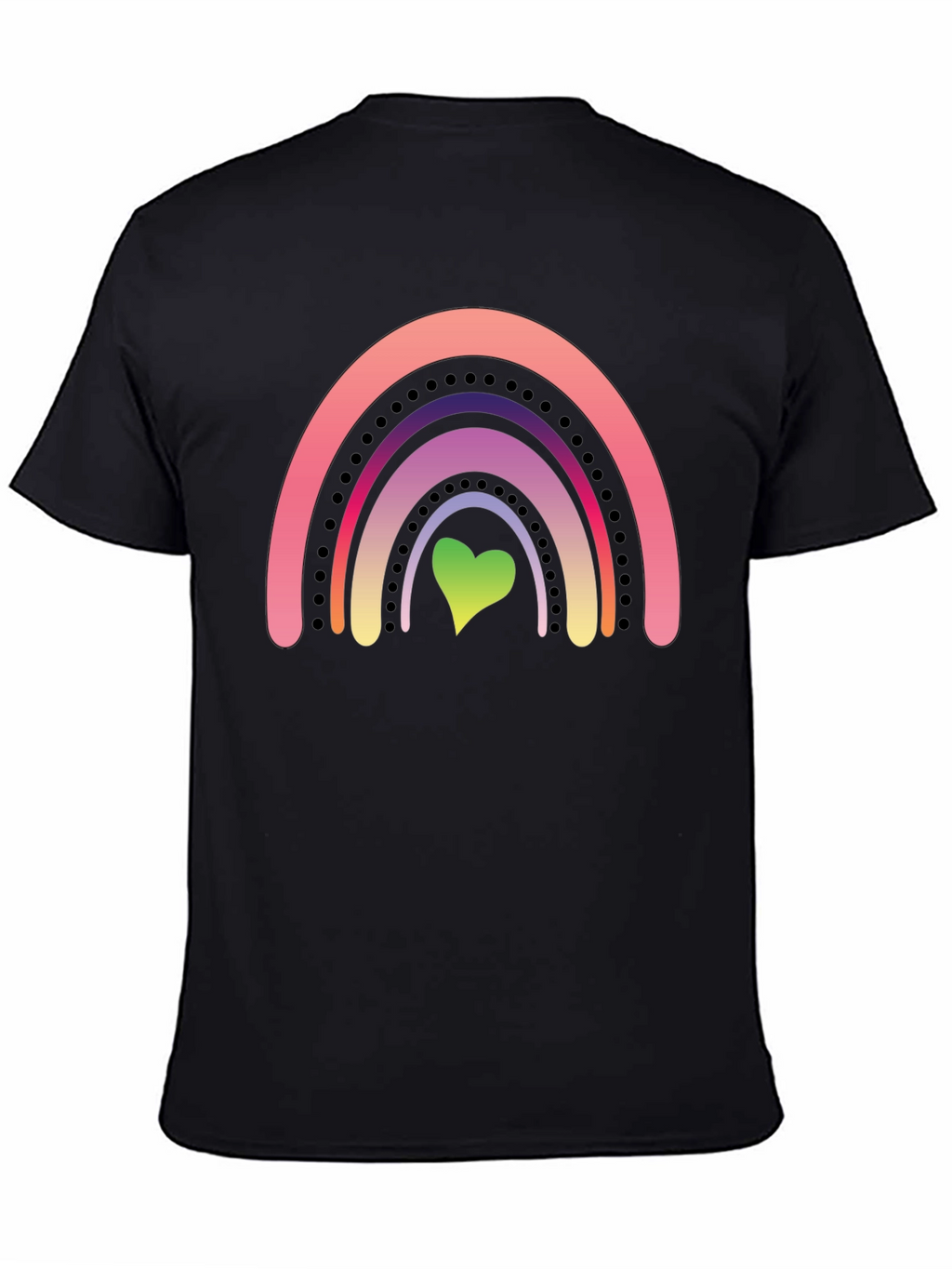 Rainbow Heart Graphic Tee - Black Casual Shirt