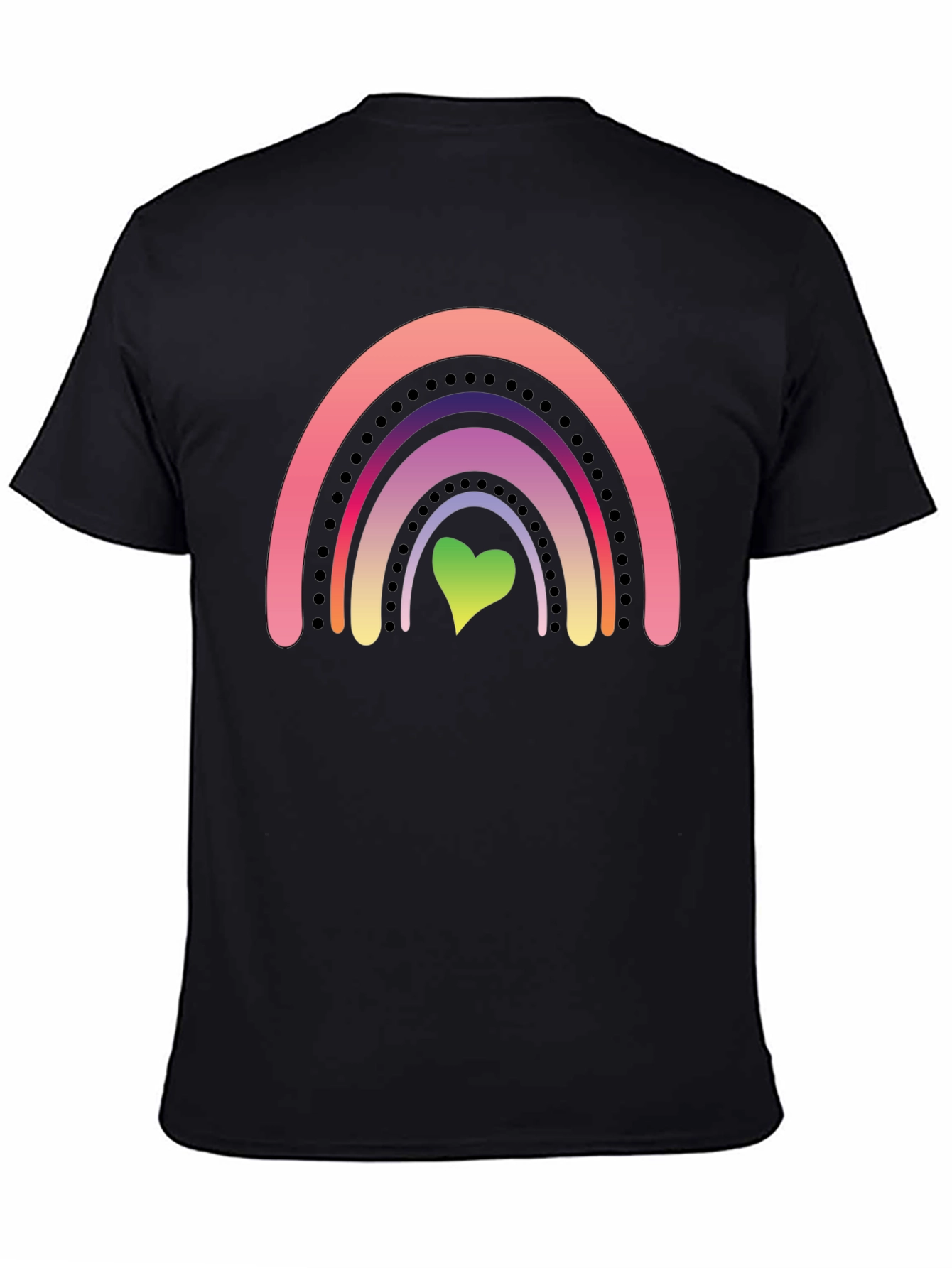 Rainbow Heart Graphic Tee - Black Casual Shirt