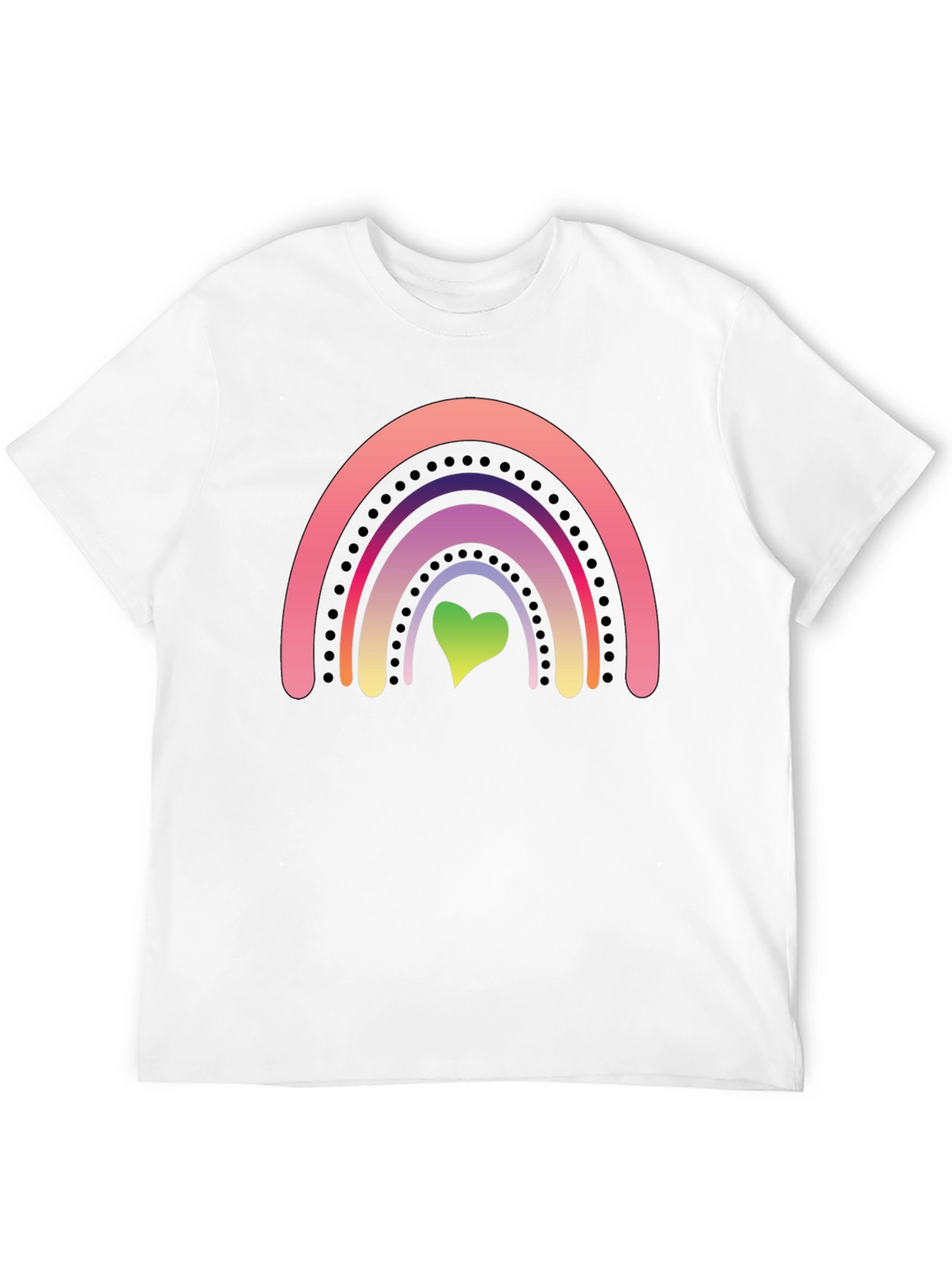 Rainbow Heart Graphic Tee - Black Casual Shirt