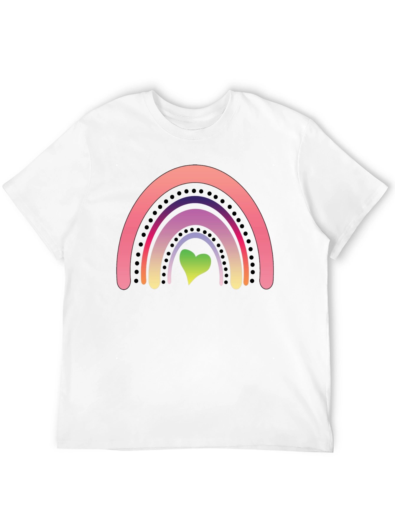 Rainbow Heart Graphic Tee - Black Casual Shirt