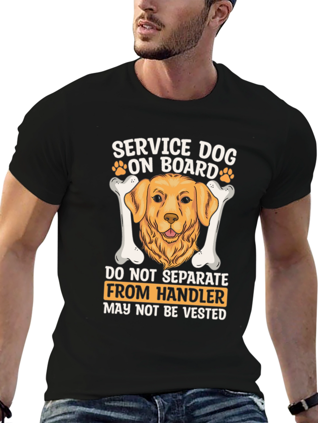 Service Dog On Board Graphic T-Shirt
