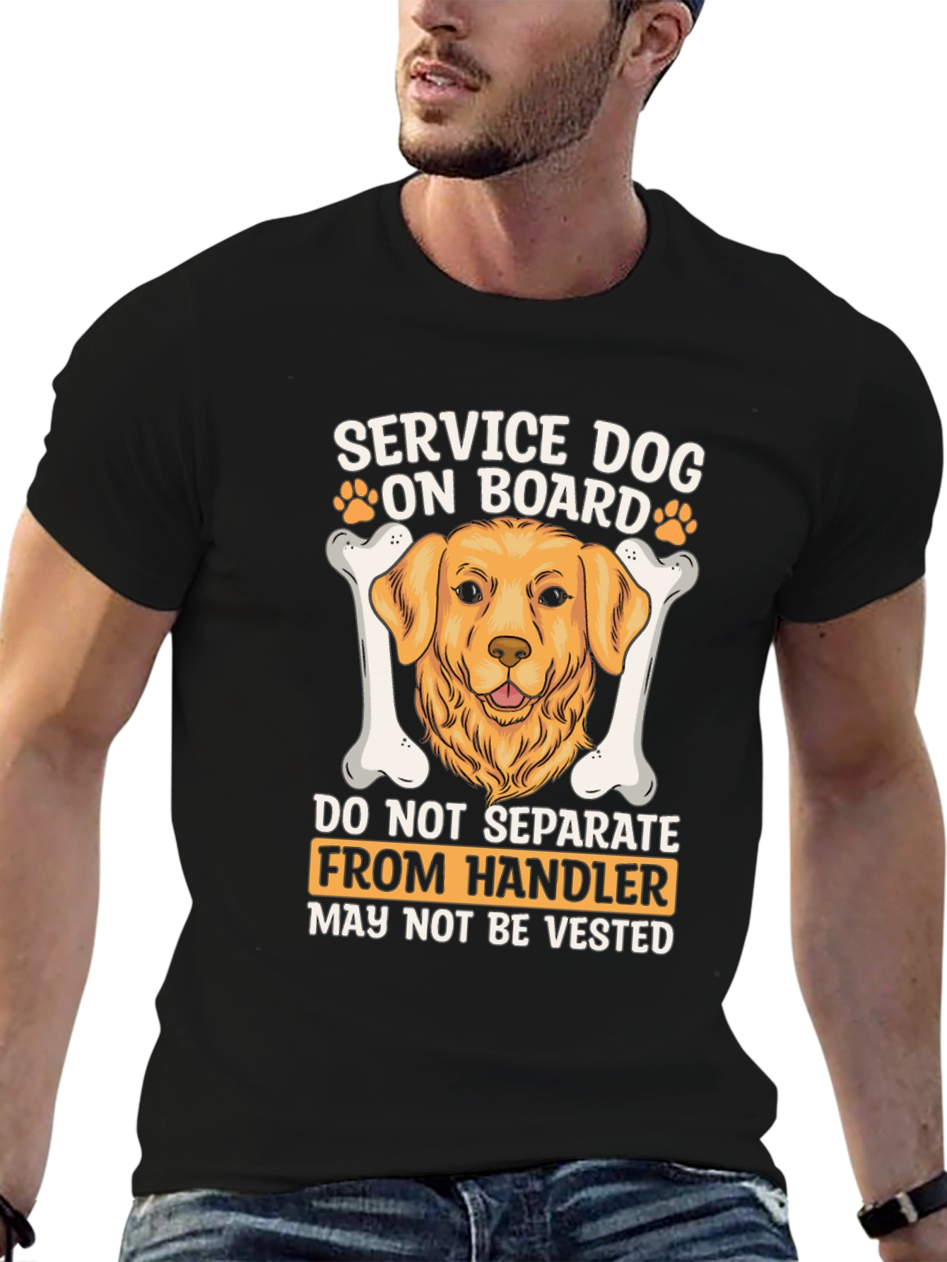 Service Dog On Board Graphic T-Shirt