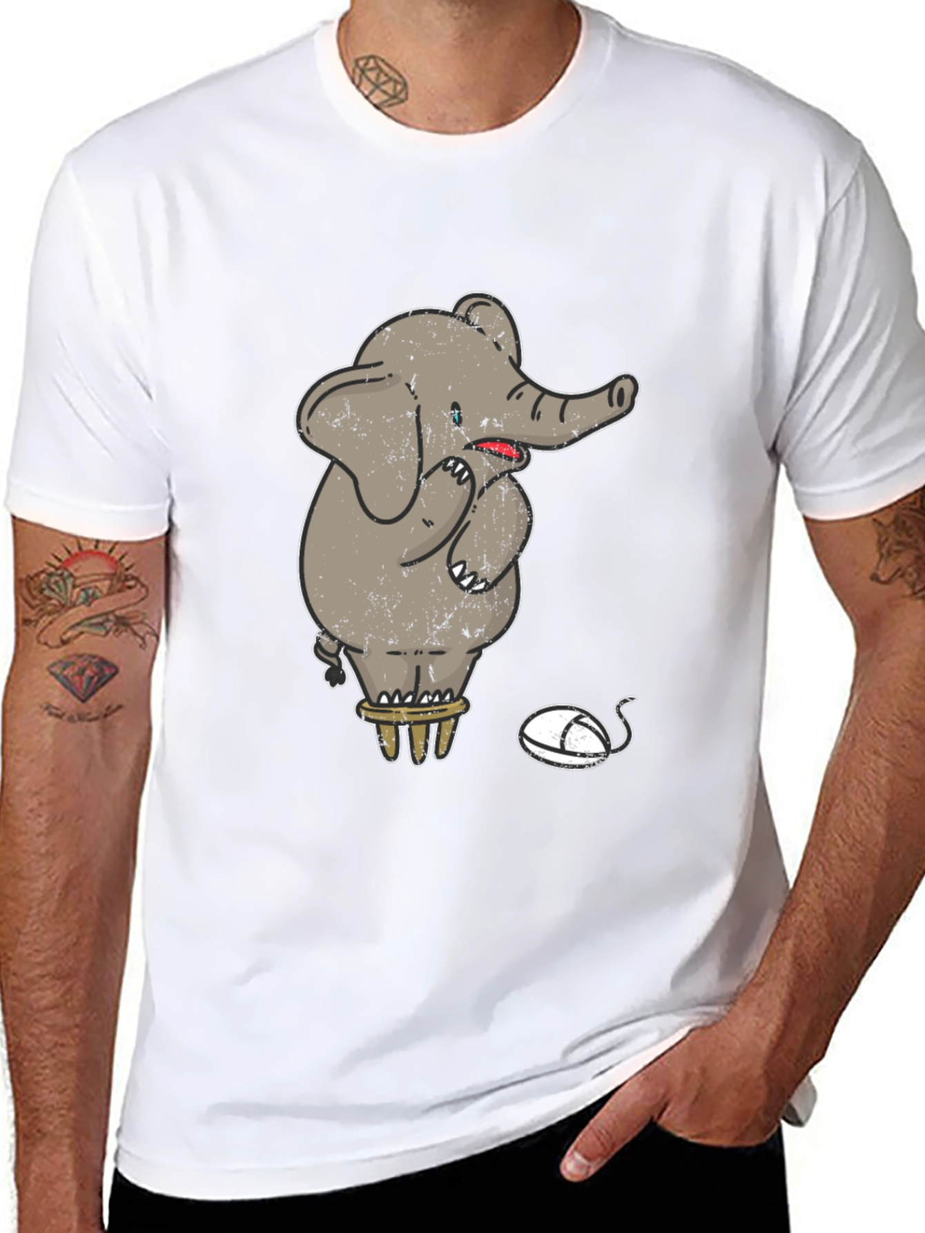 Elephant & Mouse Graphic Tee - Quirky Design!