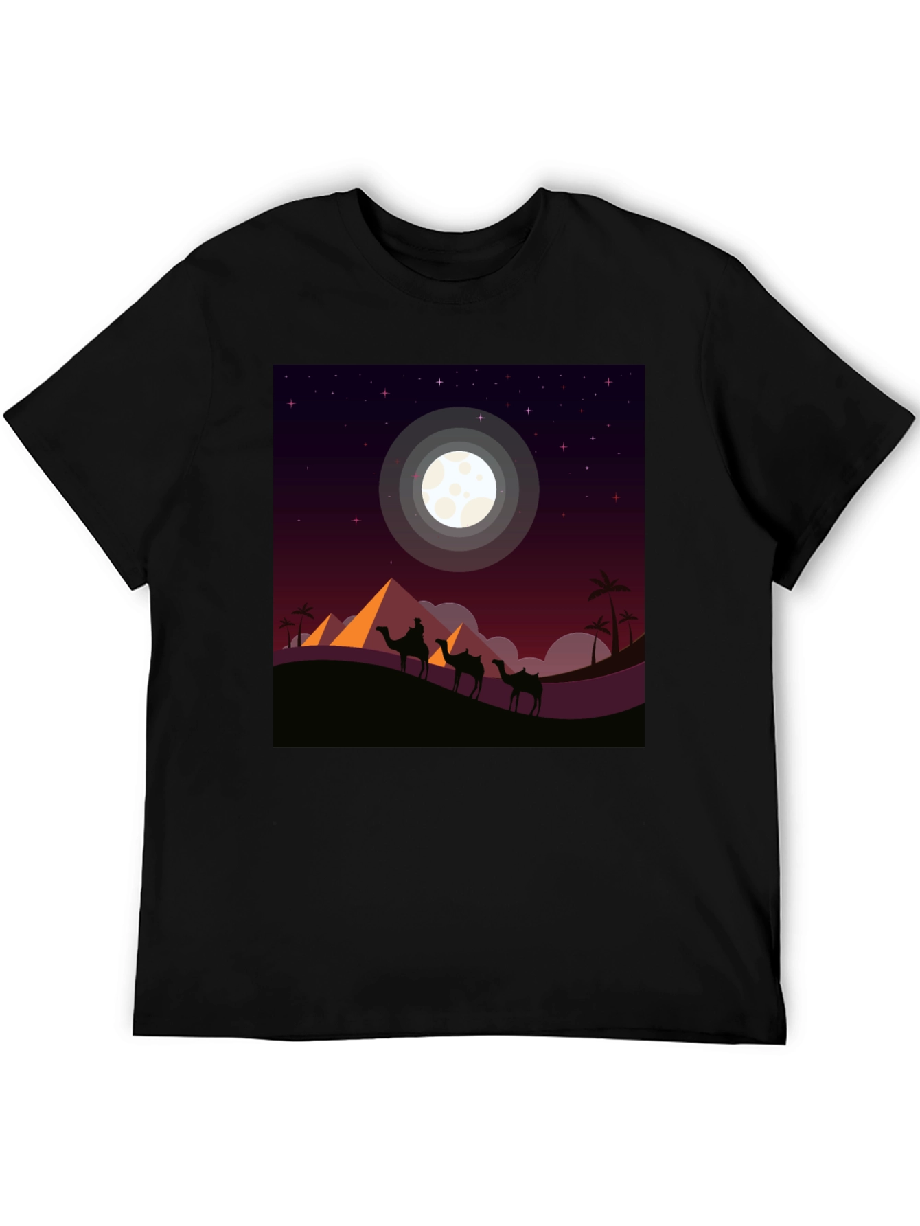Desert Moon Camel Graphic Tee - Black