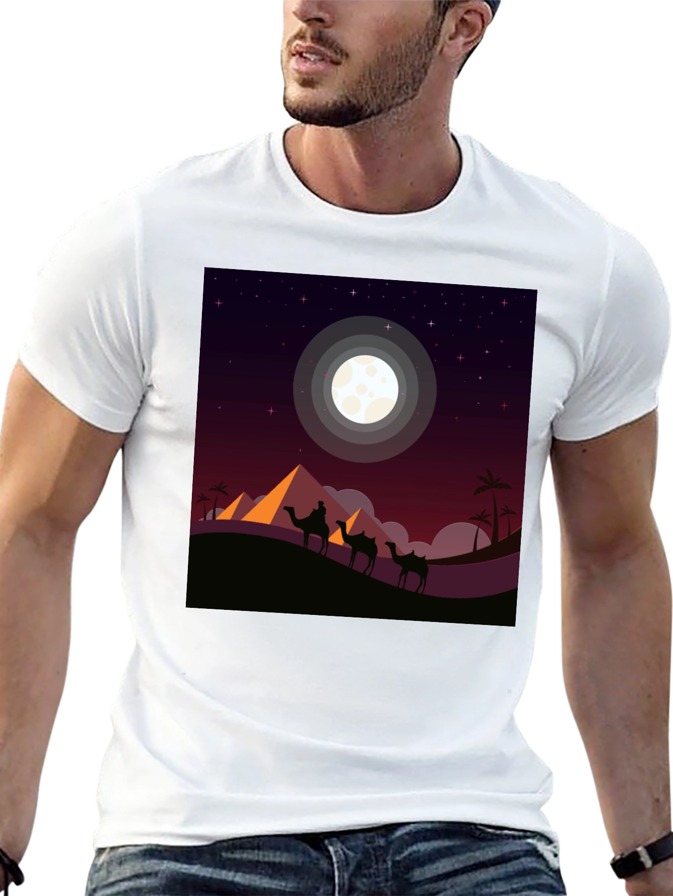 Desert Moon Camel Graphic Tee - Black