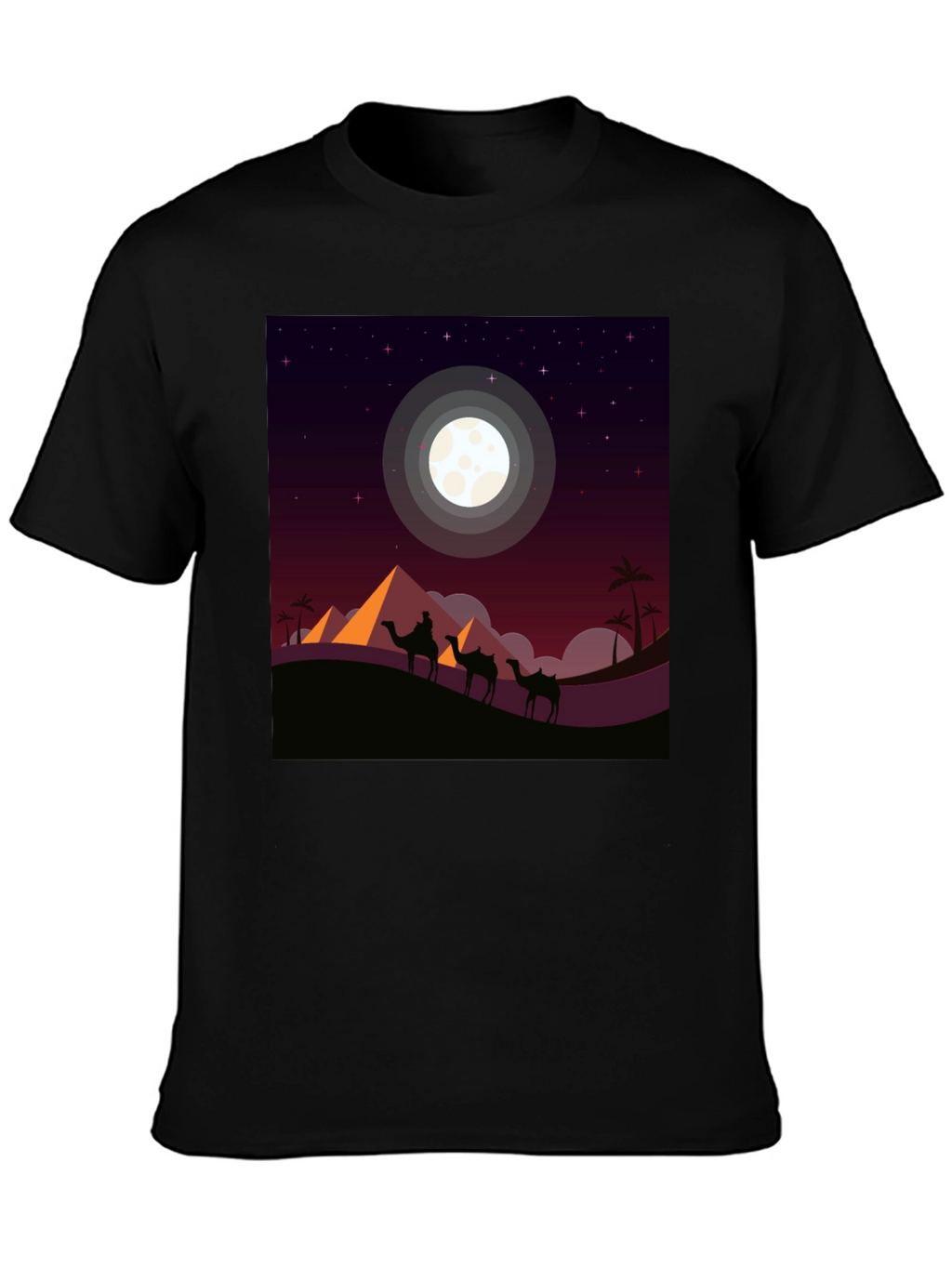 Desert Moon Camel Graphic Tee - Black