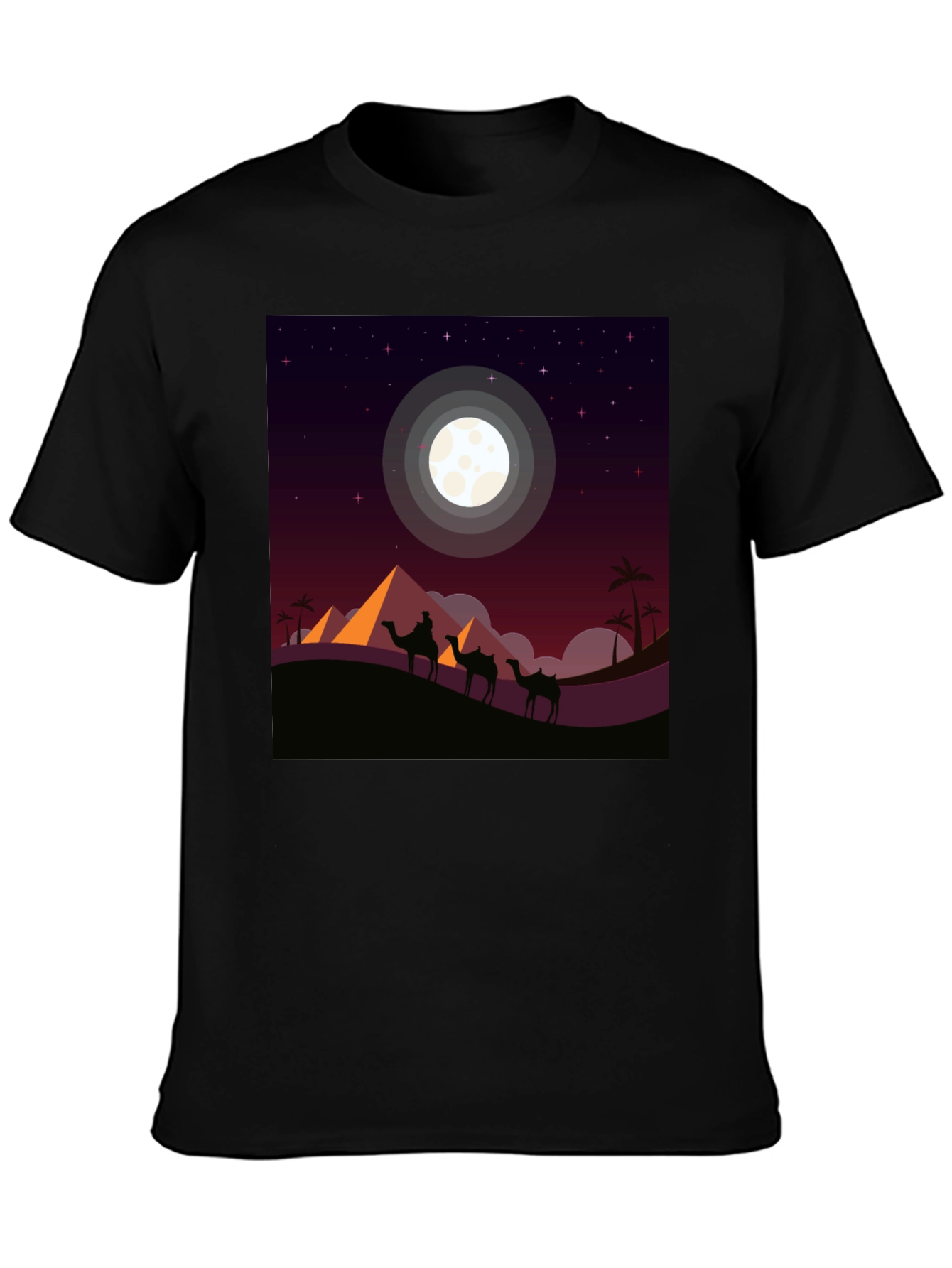 Desert Moon Camel Graphic Tee - Black