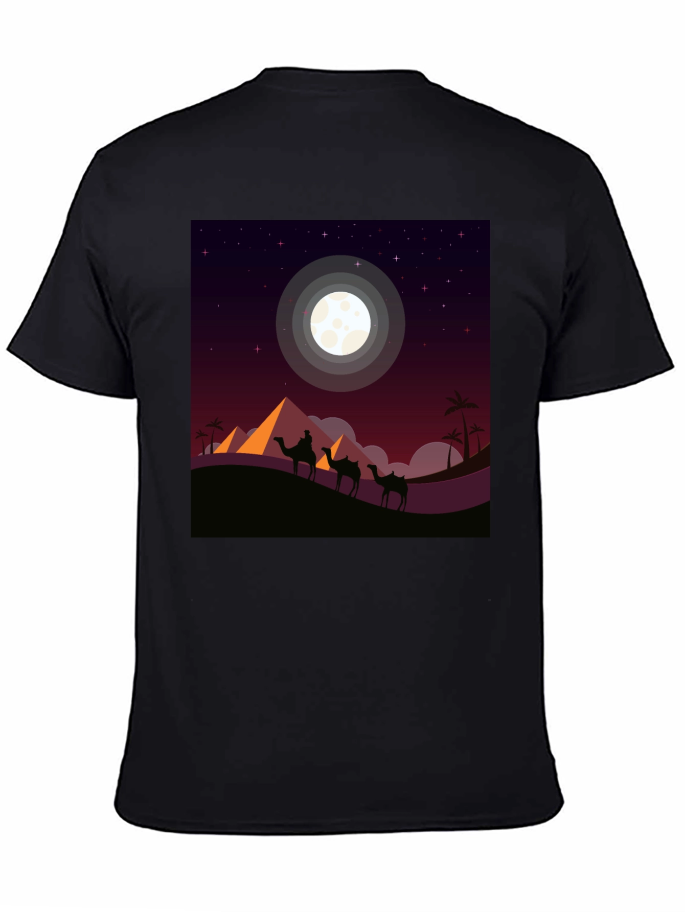 Desert Moon Camel Graphic Tee - Black