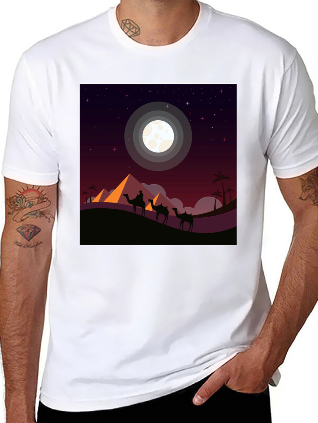 Desert Moon Camel Graphic Tee - Black