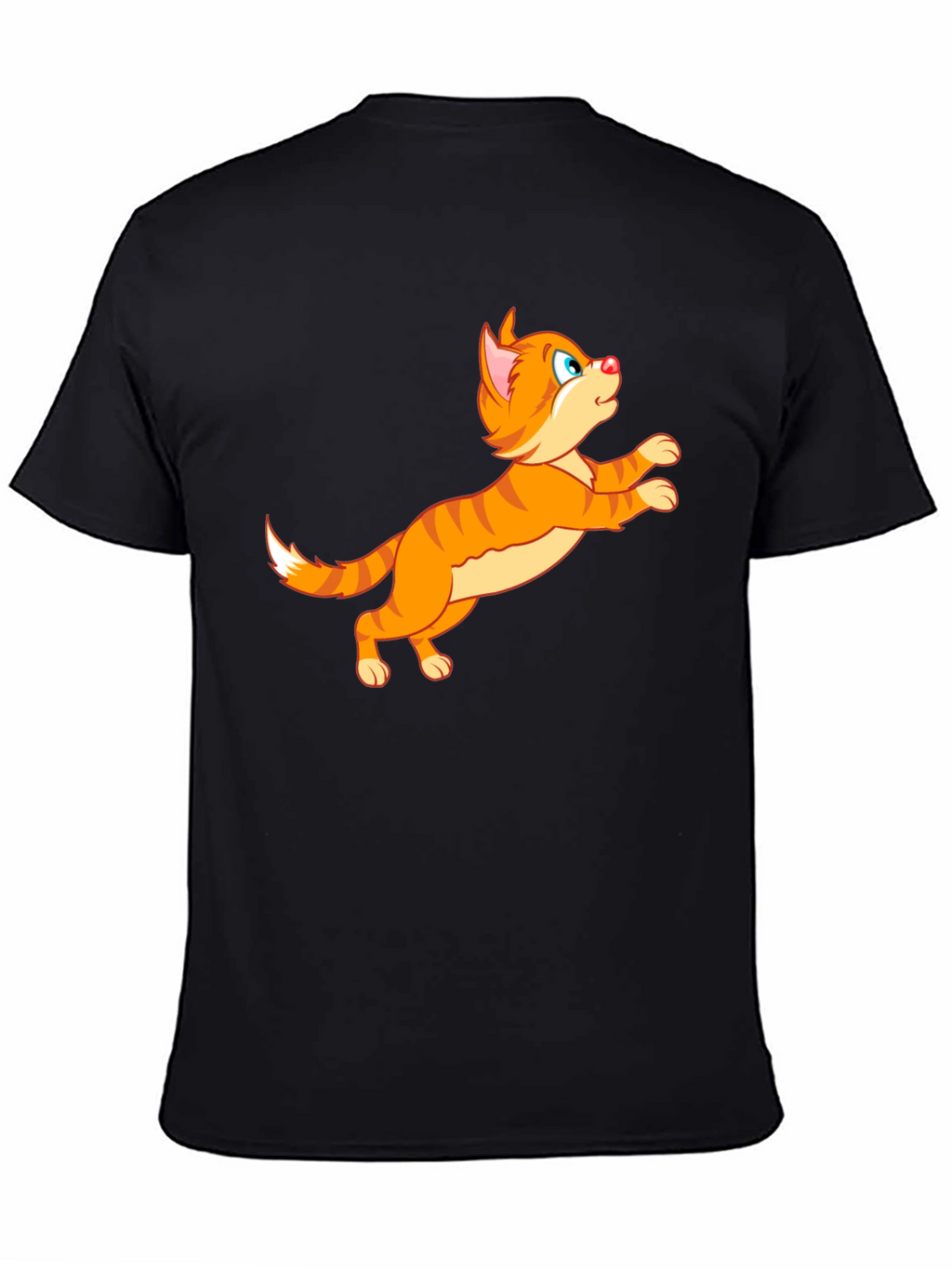 Cartoon Cat Graphic Tee - Playful Black T-Shirt