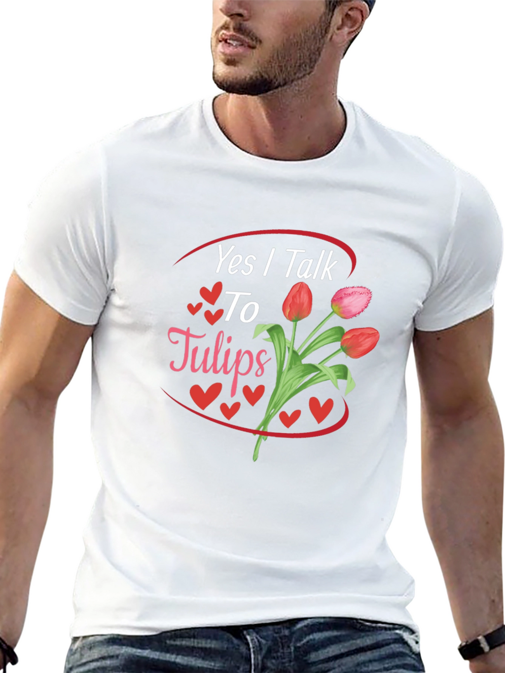 Yes I Talk to Tulips Black Graphic Tee