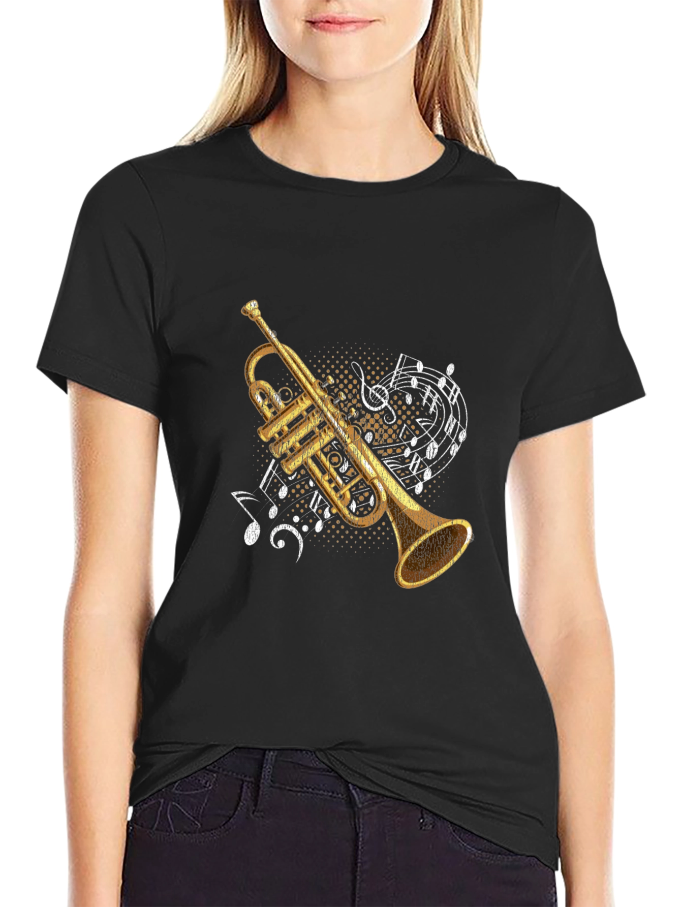 Trumpet & Music Notes Graphic Tee