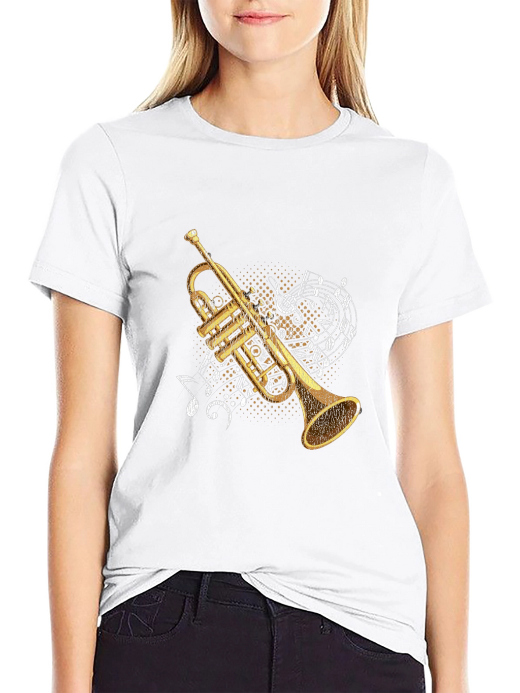 Trumpet & Music Notes Graphic Tee