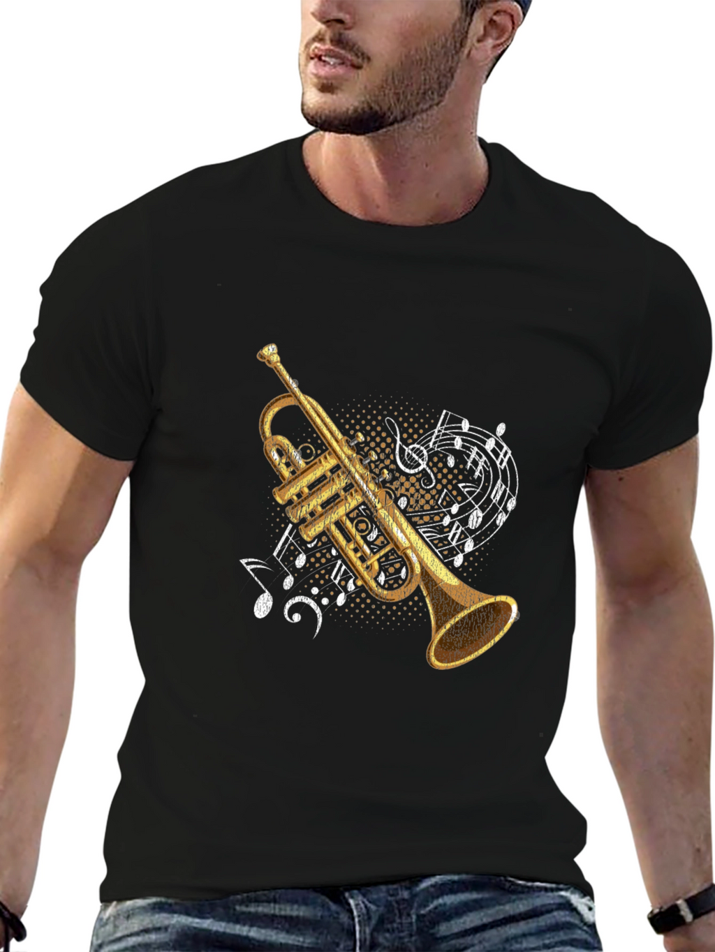 Trumpet & Music Notes Graphic Tee