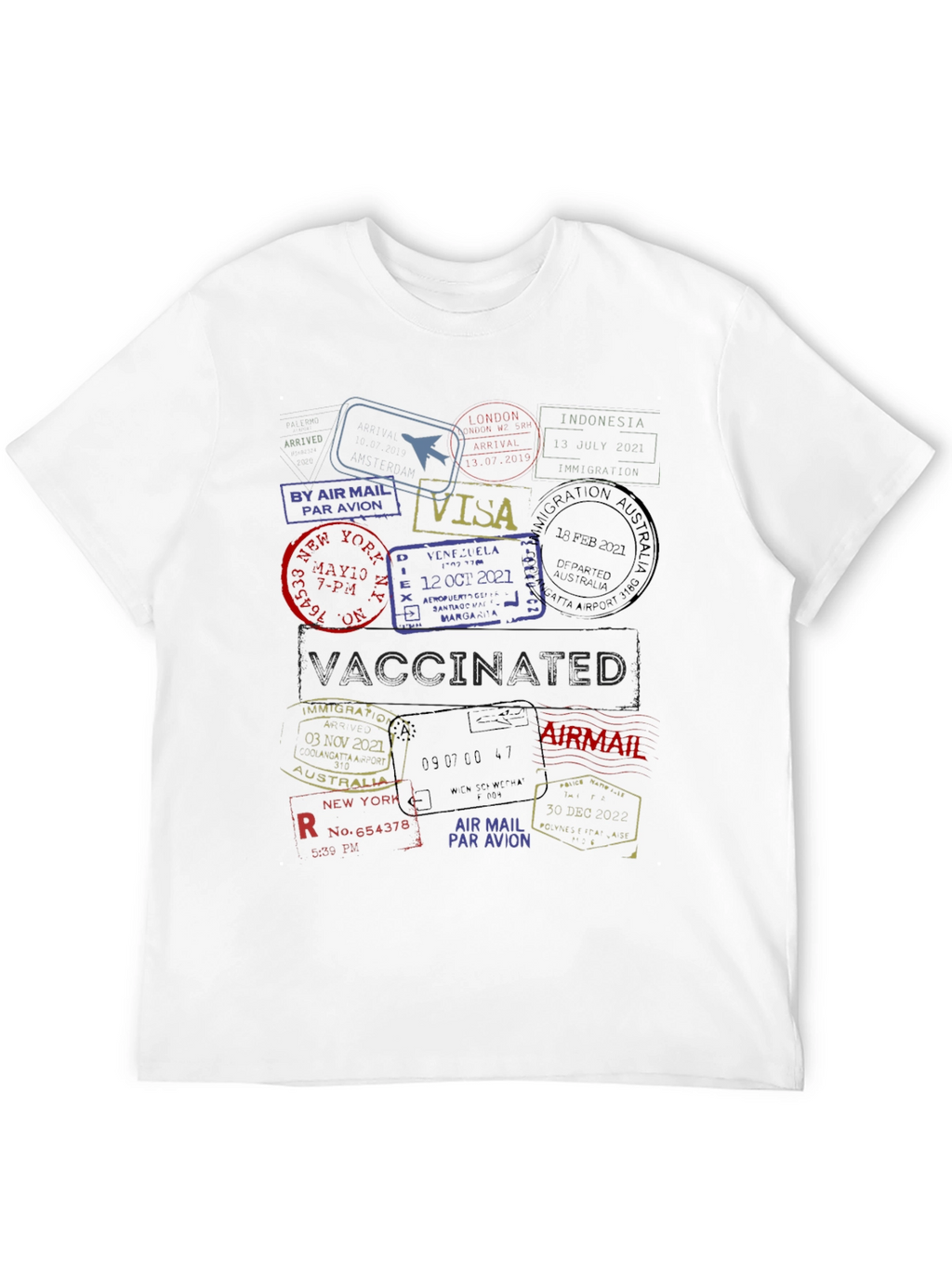 Passport Stamp Travel T-Shirt - Vaccinated