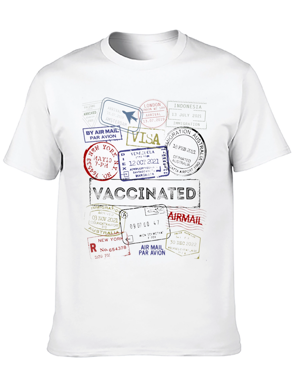 Passport Stamp Travel T-Shirt - Vaccinated
