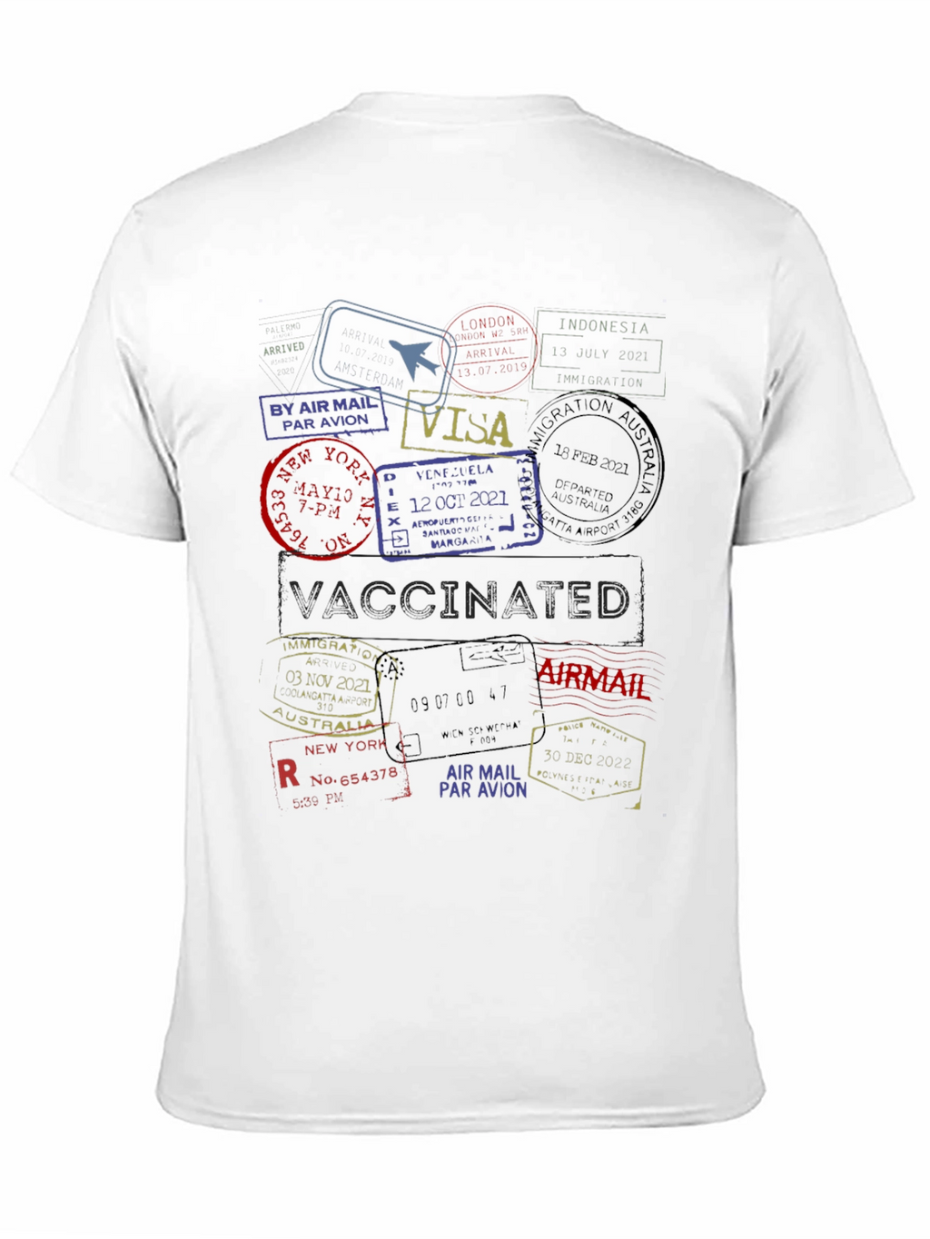 Passport Stamp Travel T-Shirt - Vaccinated