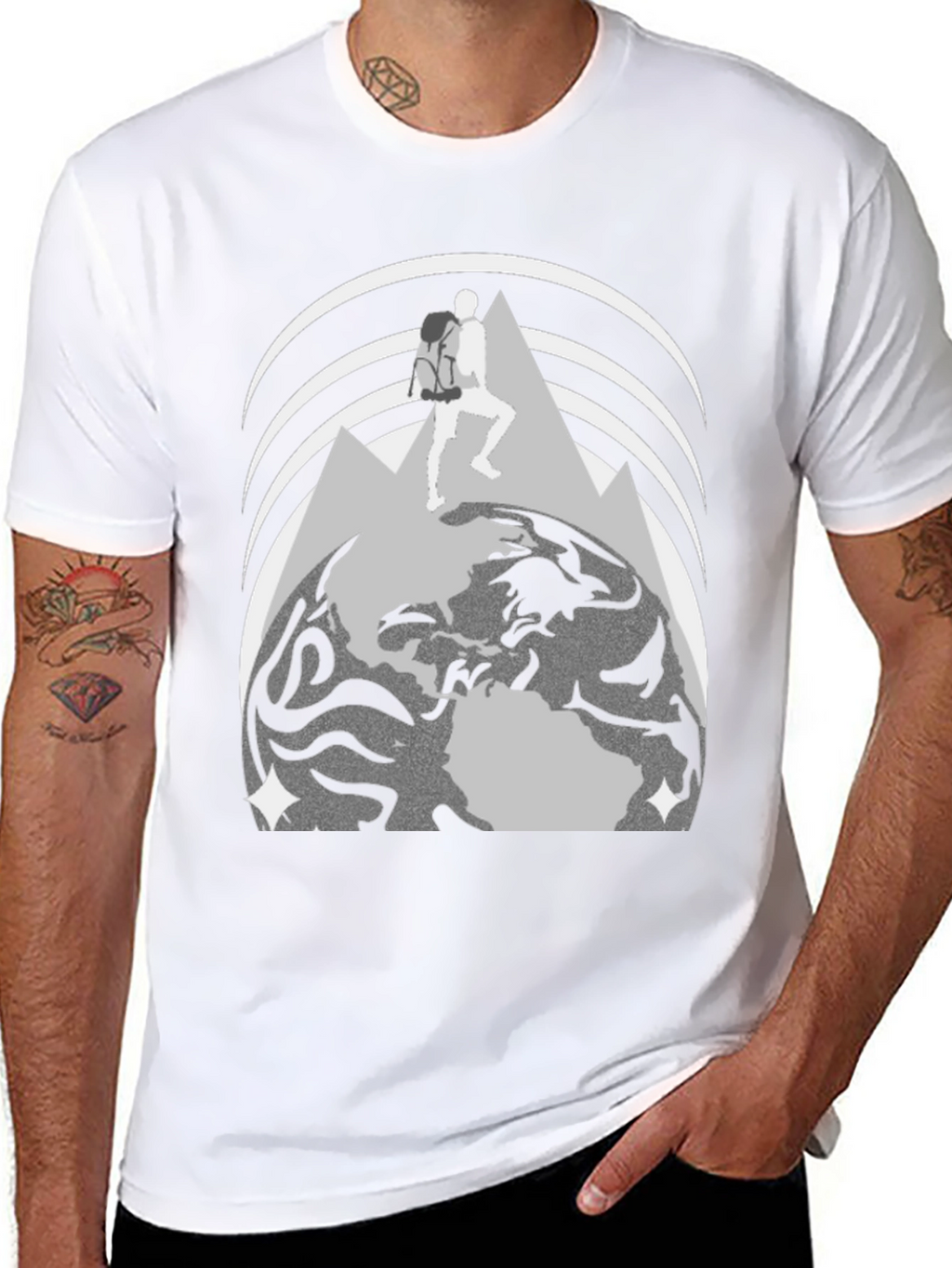 Adventure Seeker Graphic T-Shirt - Globe & Mountain Design